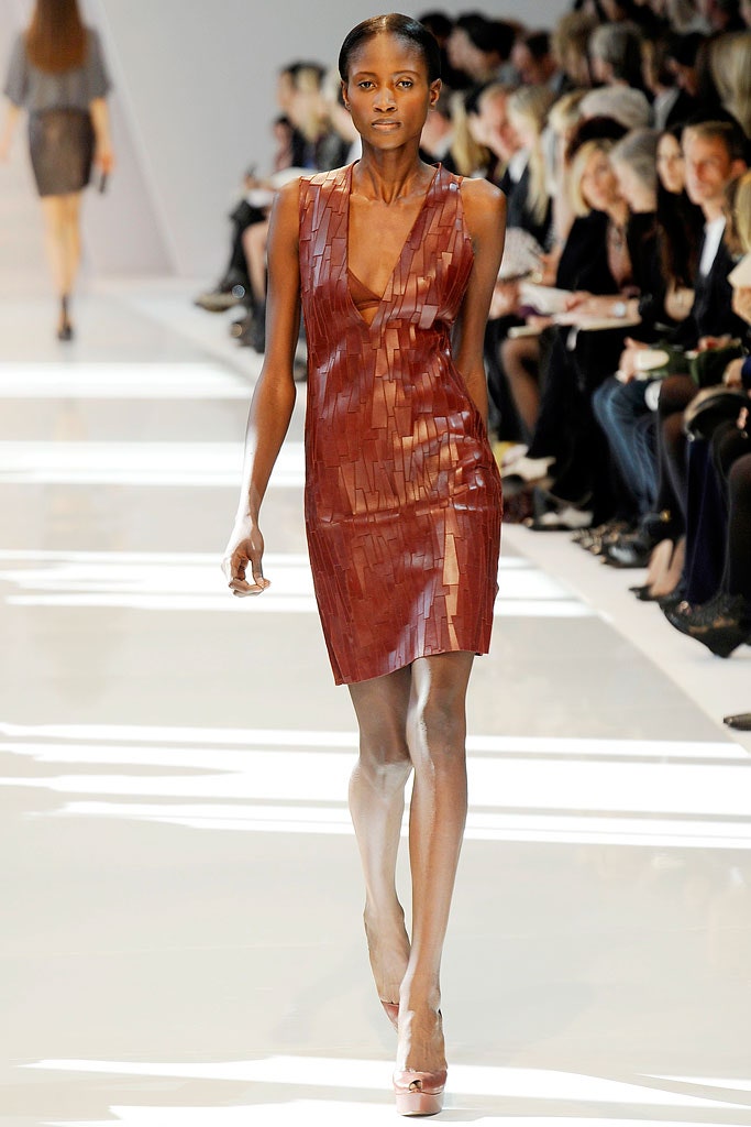 fitted red silk sleeveless dress