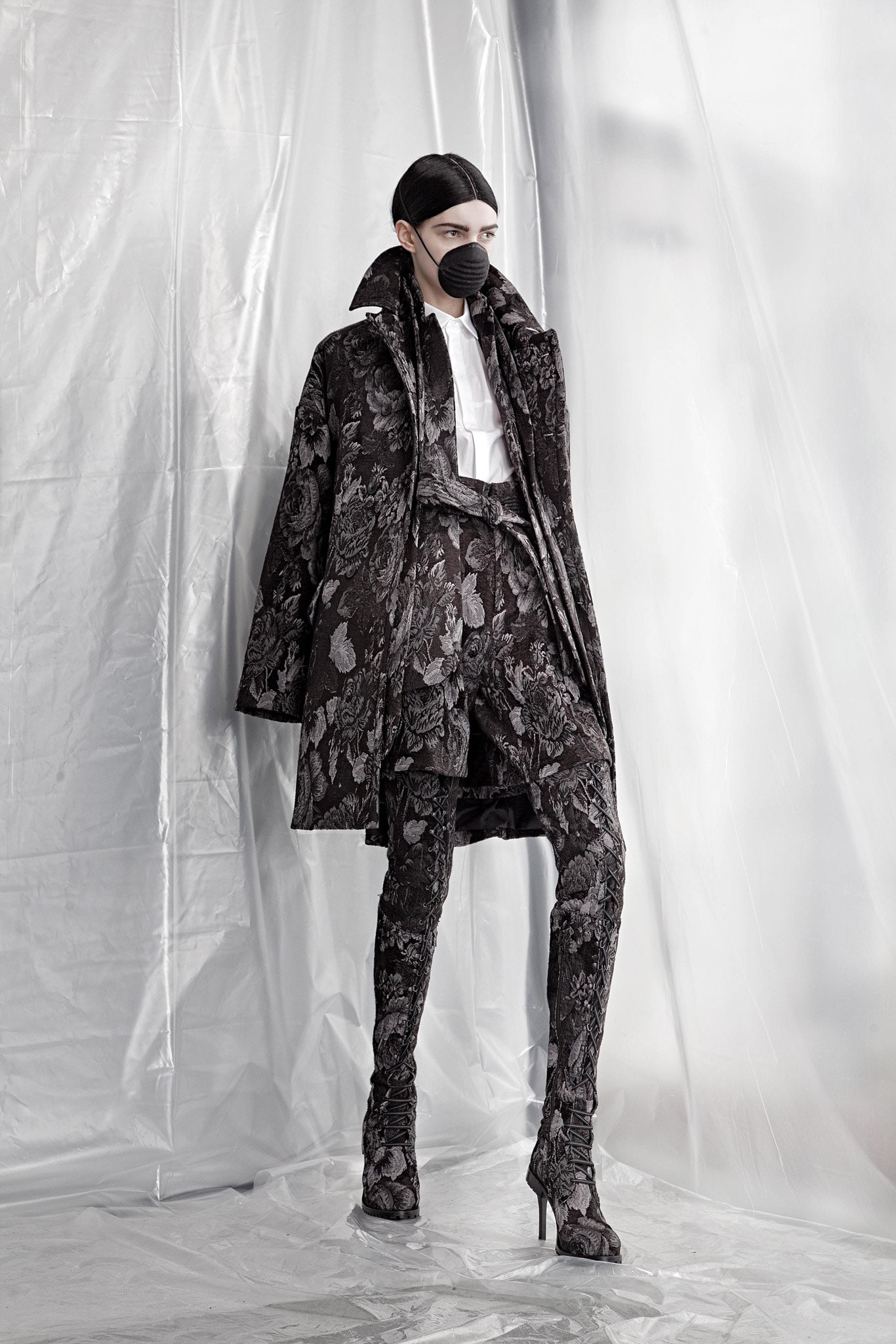 black silk fitted flared pants