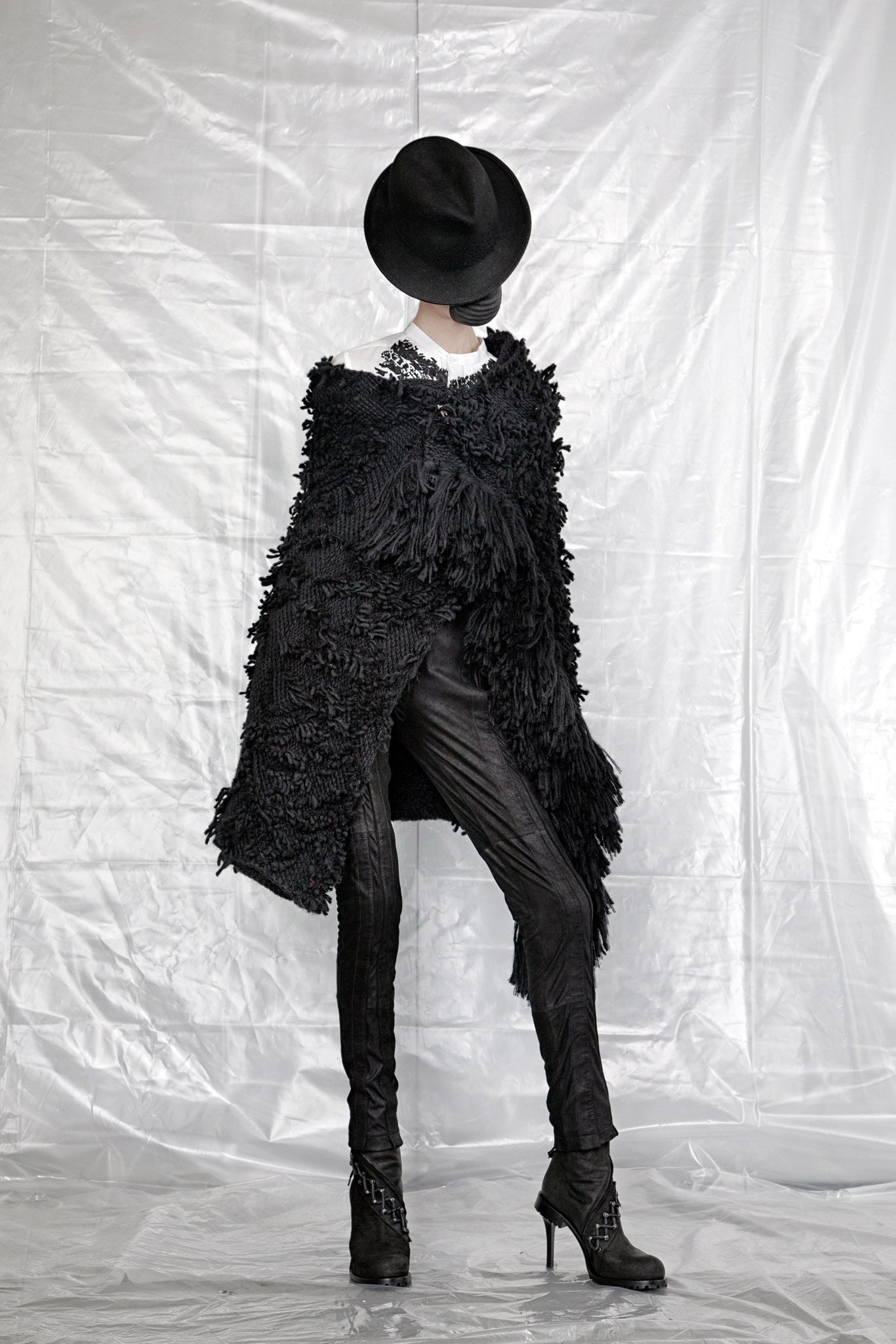 black leather zippered shoes