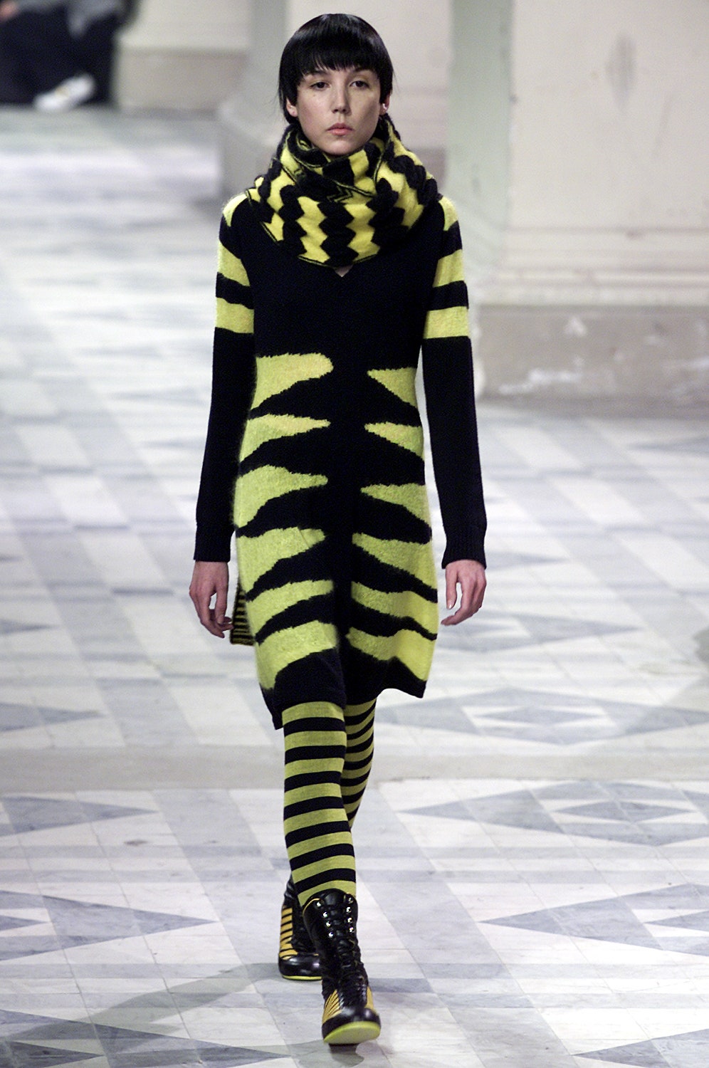 black and yellow striped dress