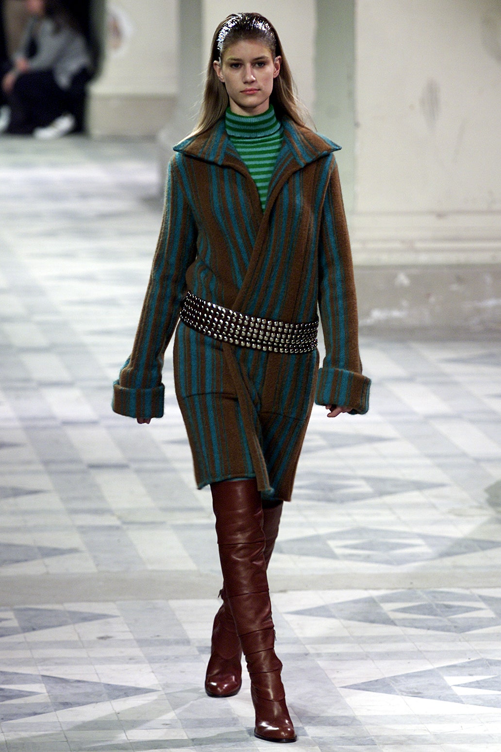 brown striped wool coat