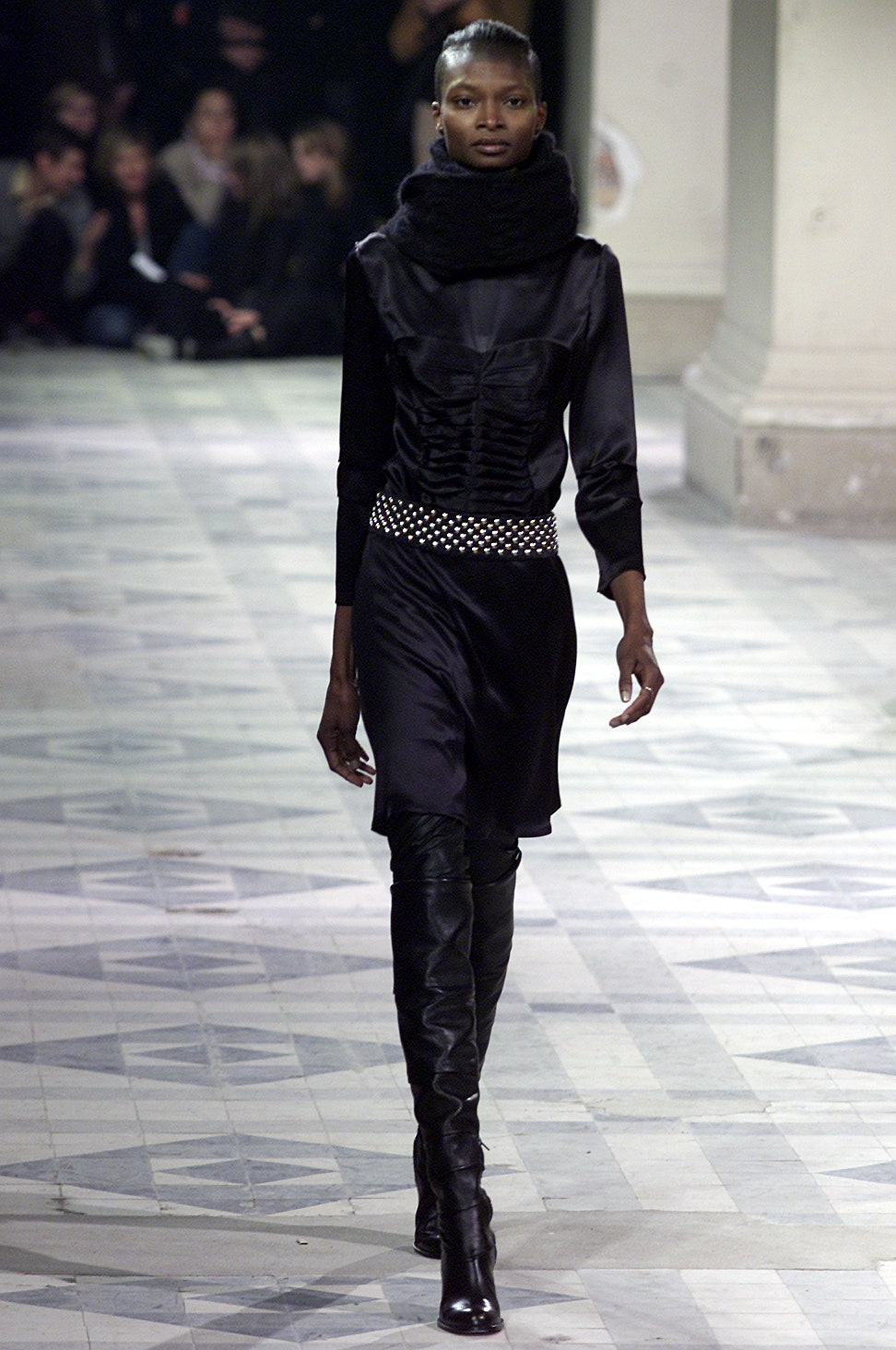 black silk fitted mini dress