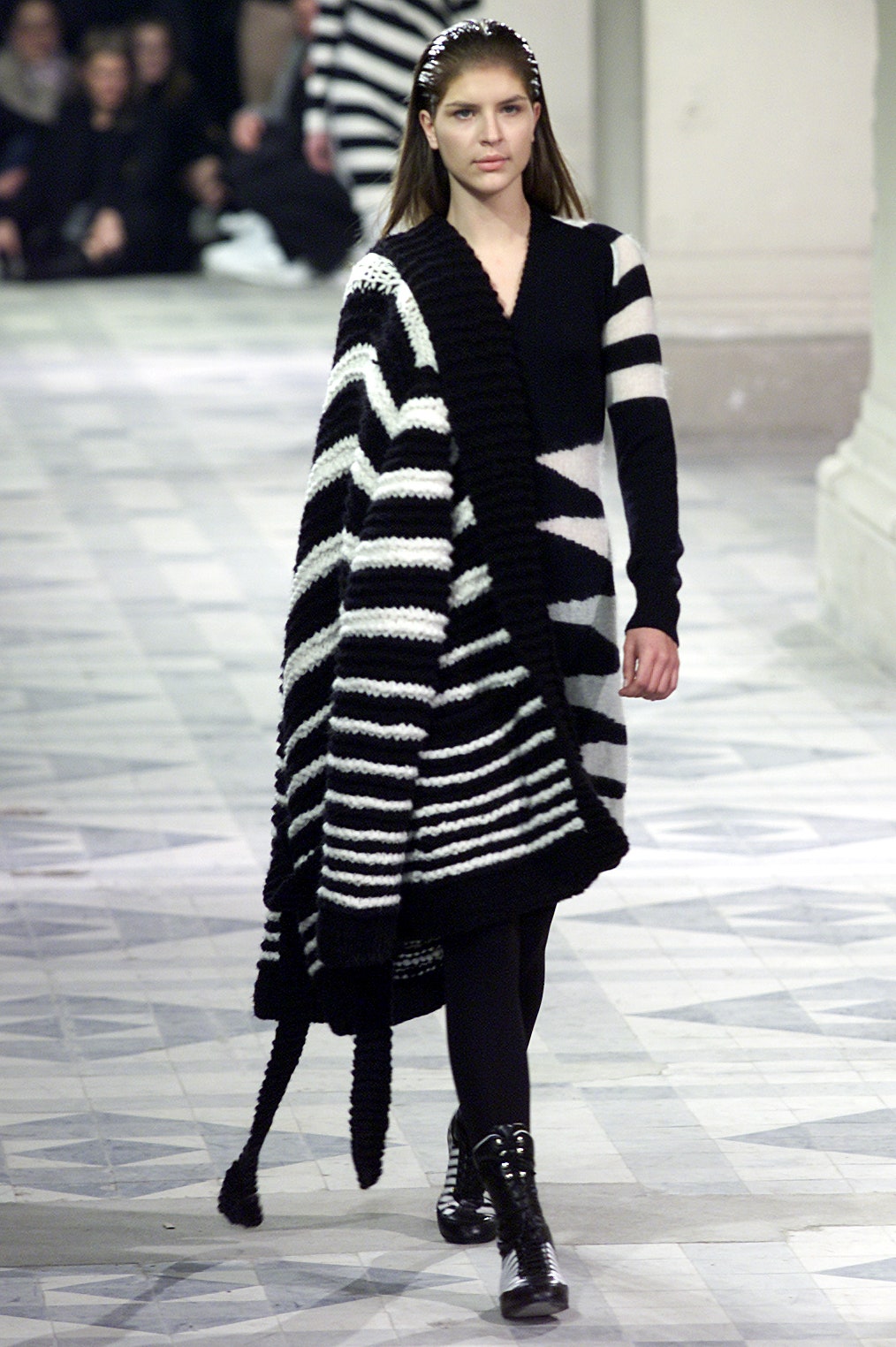 black and white striped cape