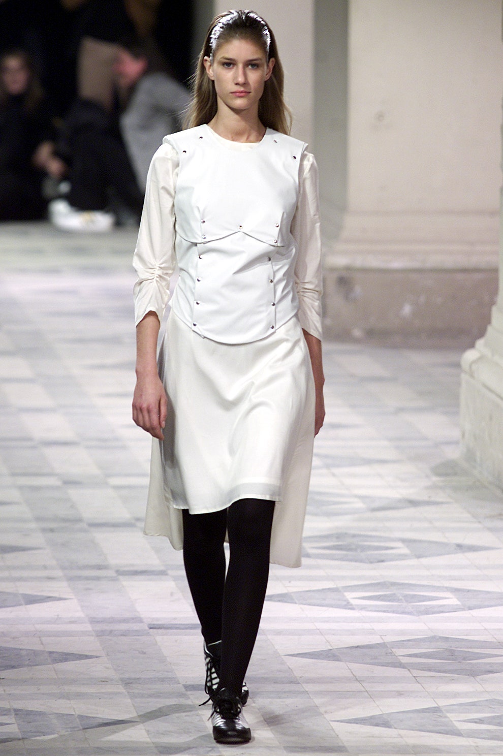 fitted white midi dress