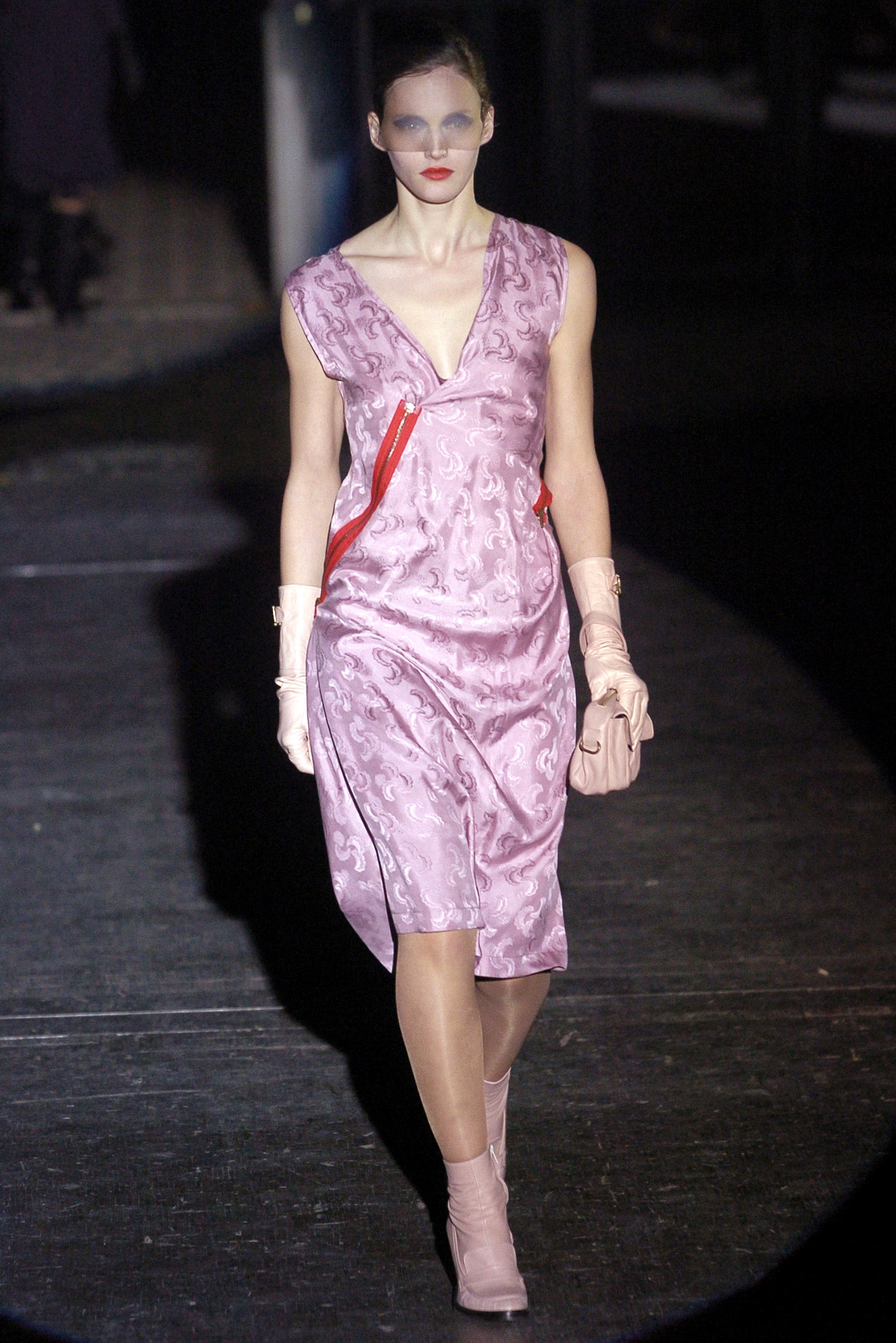 fitted pink silk dress