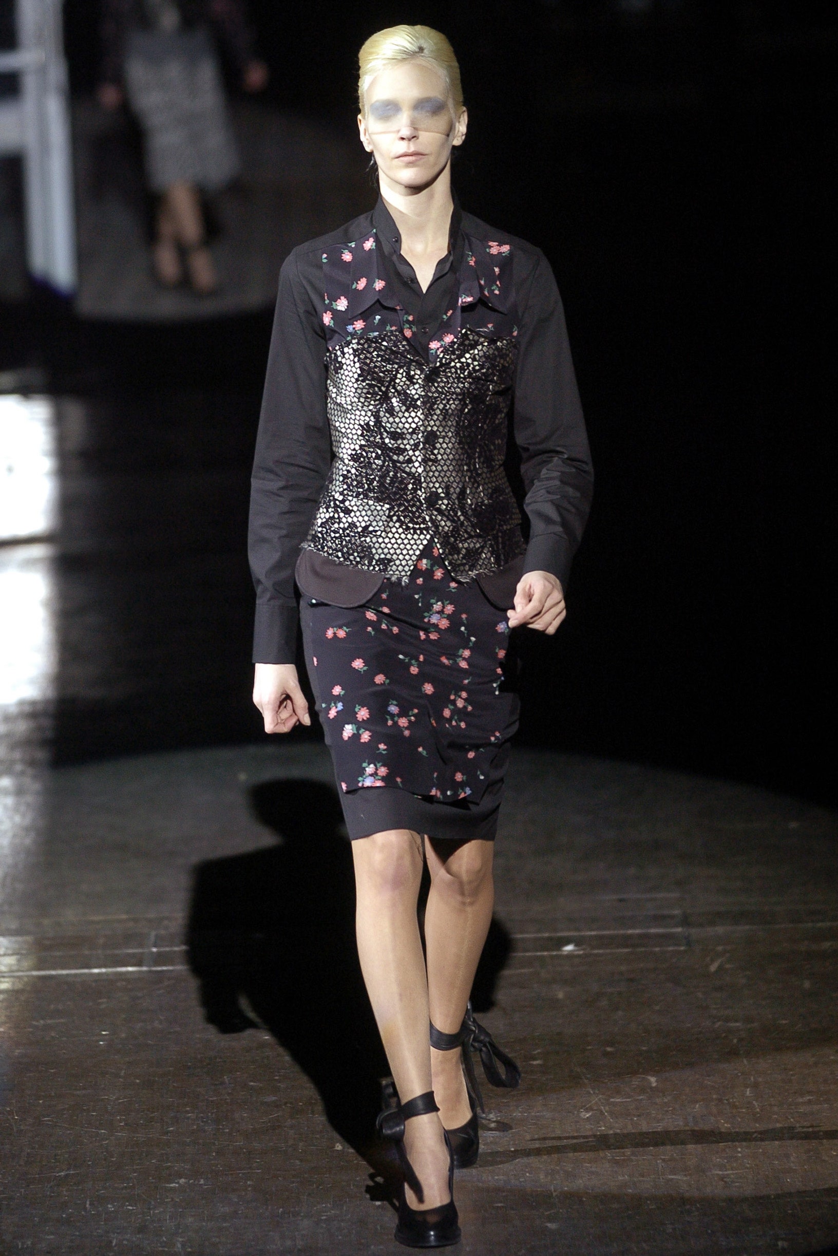 black fitted blouse and skirt