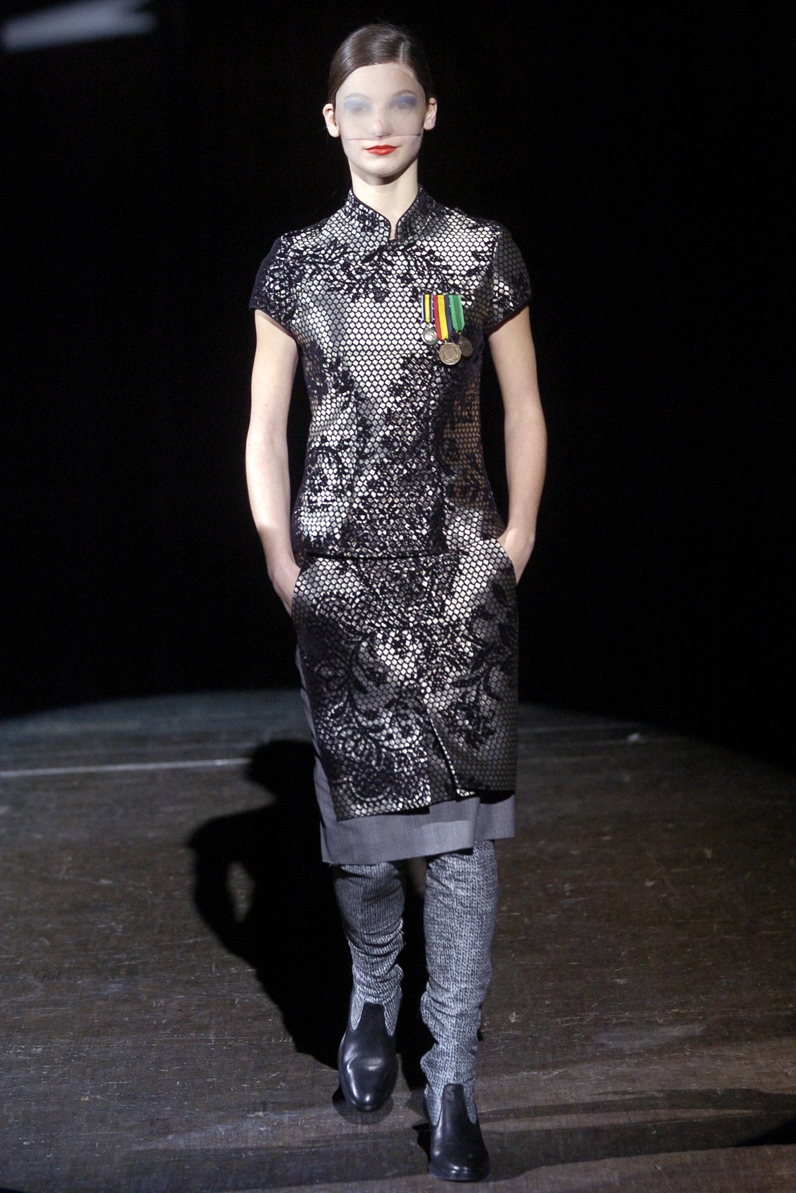 black embroidered midi dress