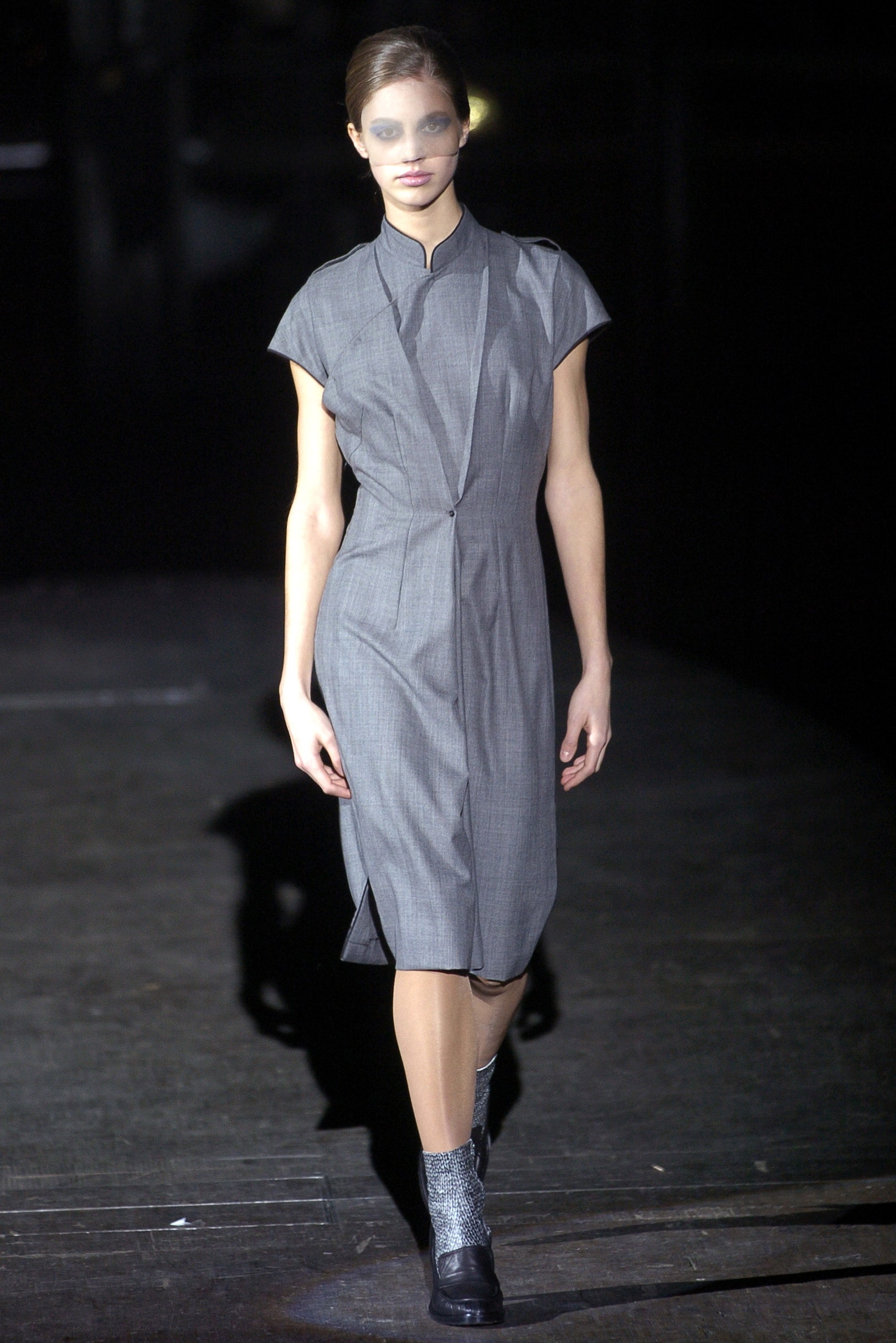 gray fitted collared dress