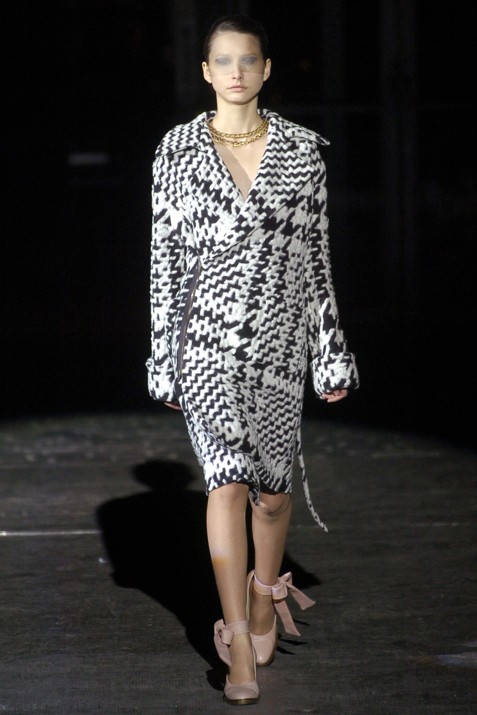 black and white checked midi dress
