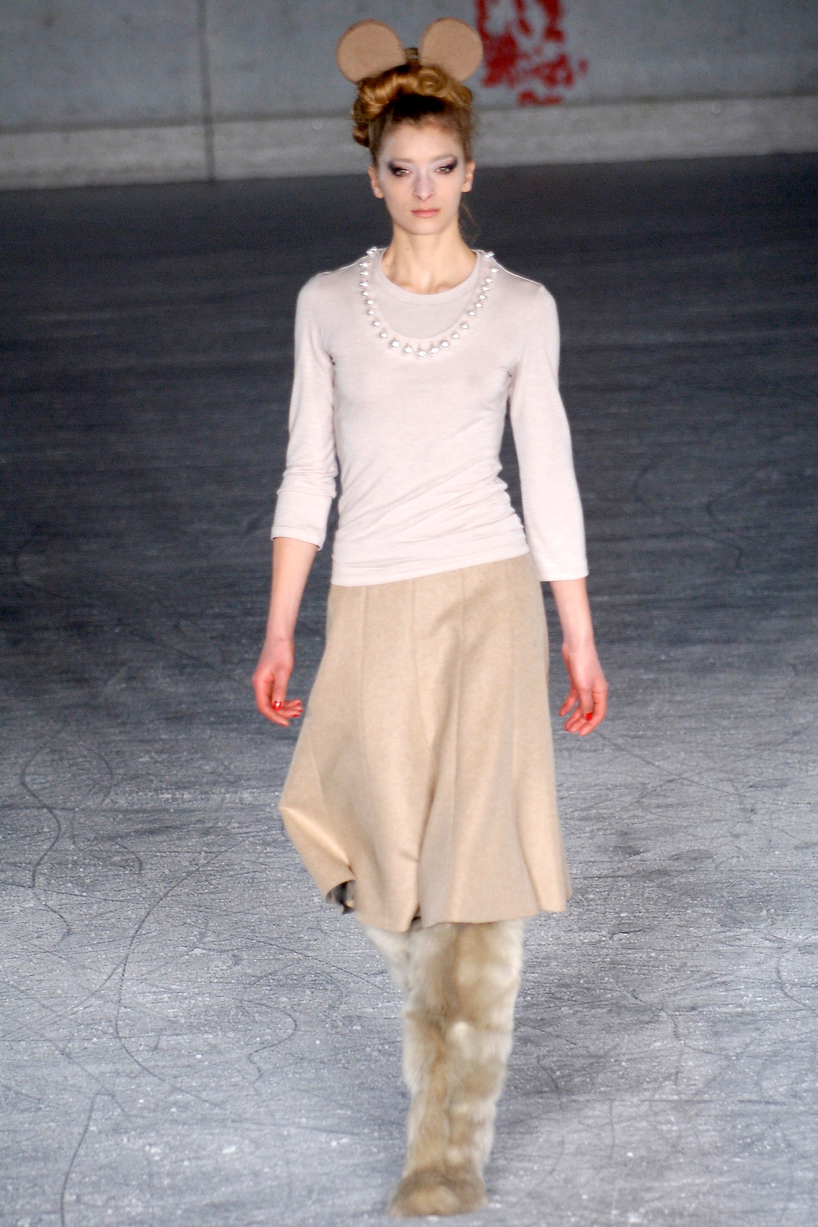 beige cotton top with a-line skirt