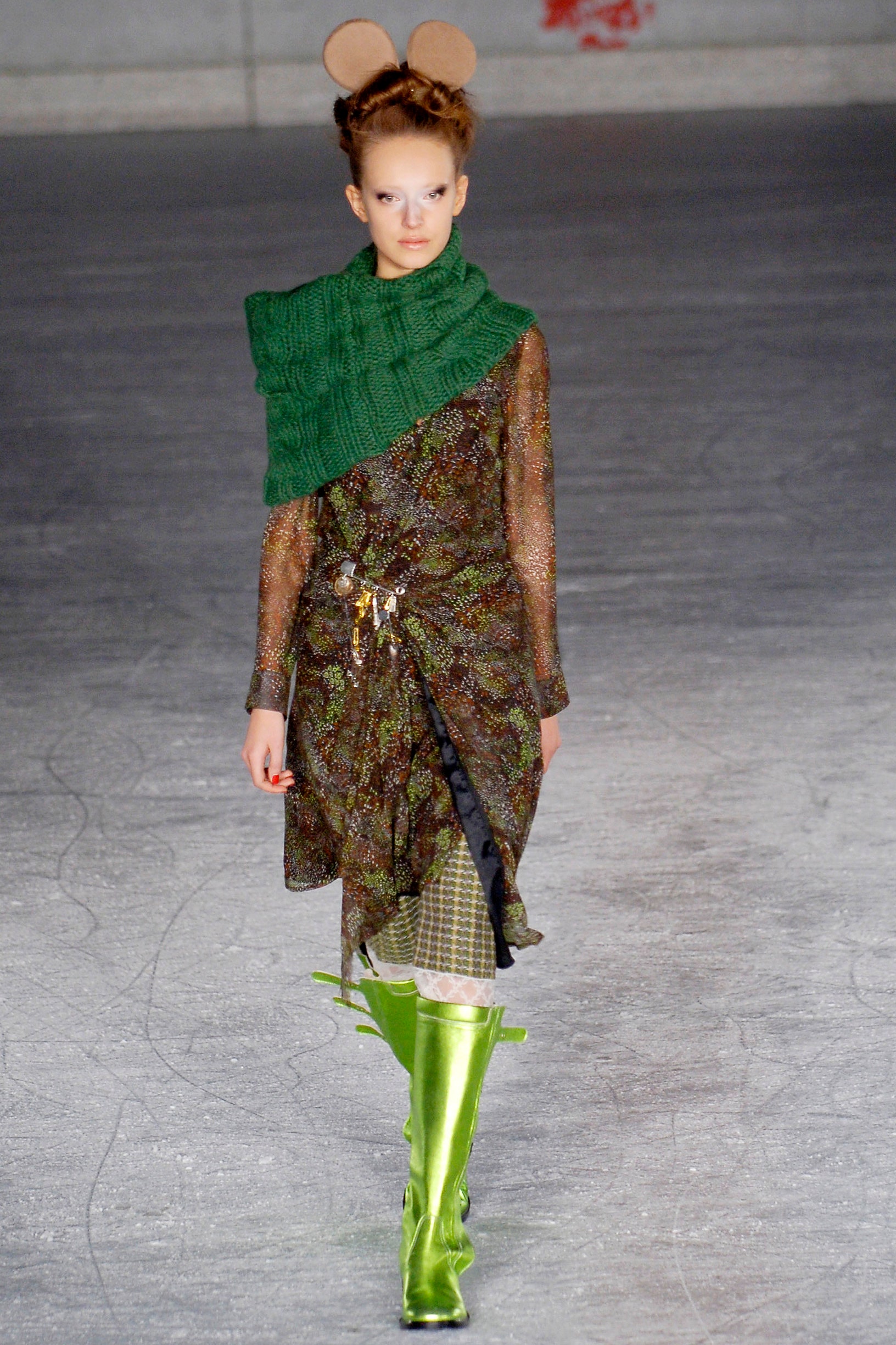 green and brown layered dress