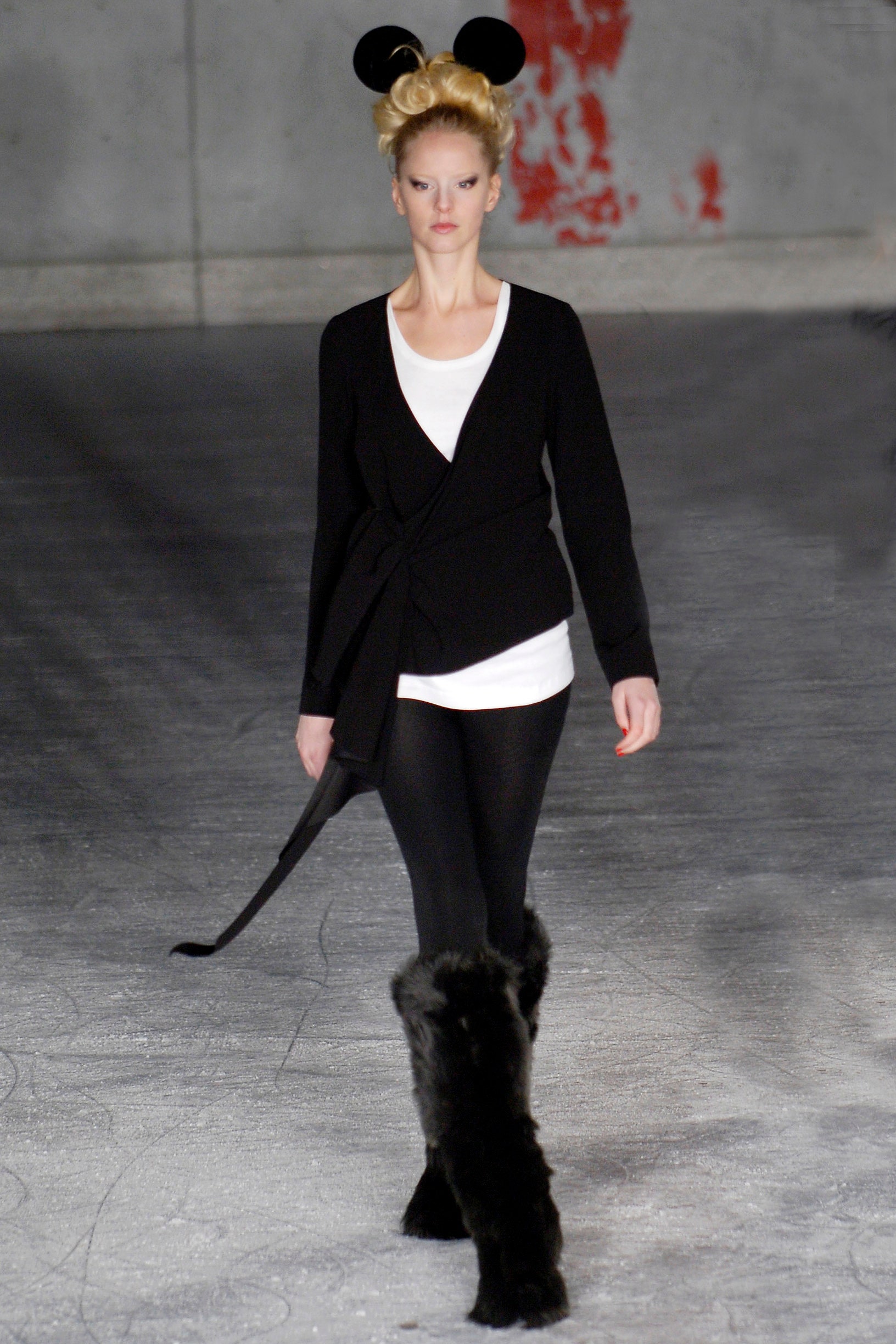 black cardigan white top leggings