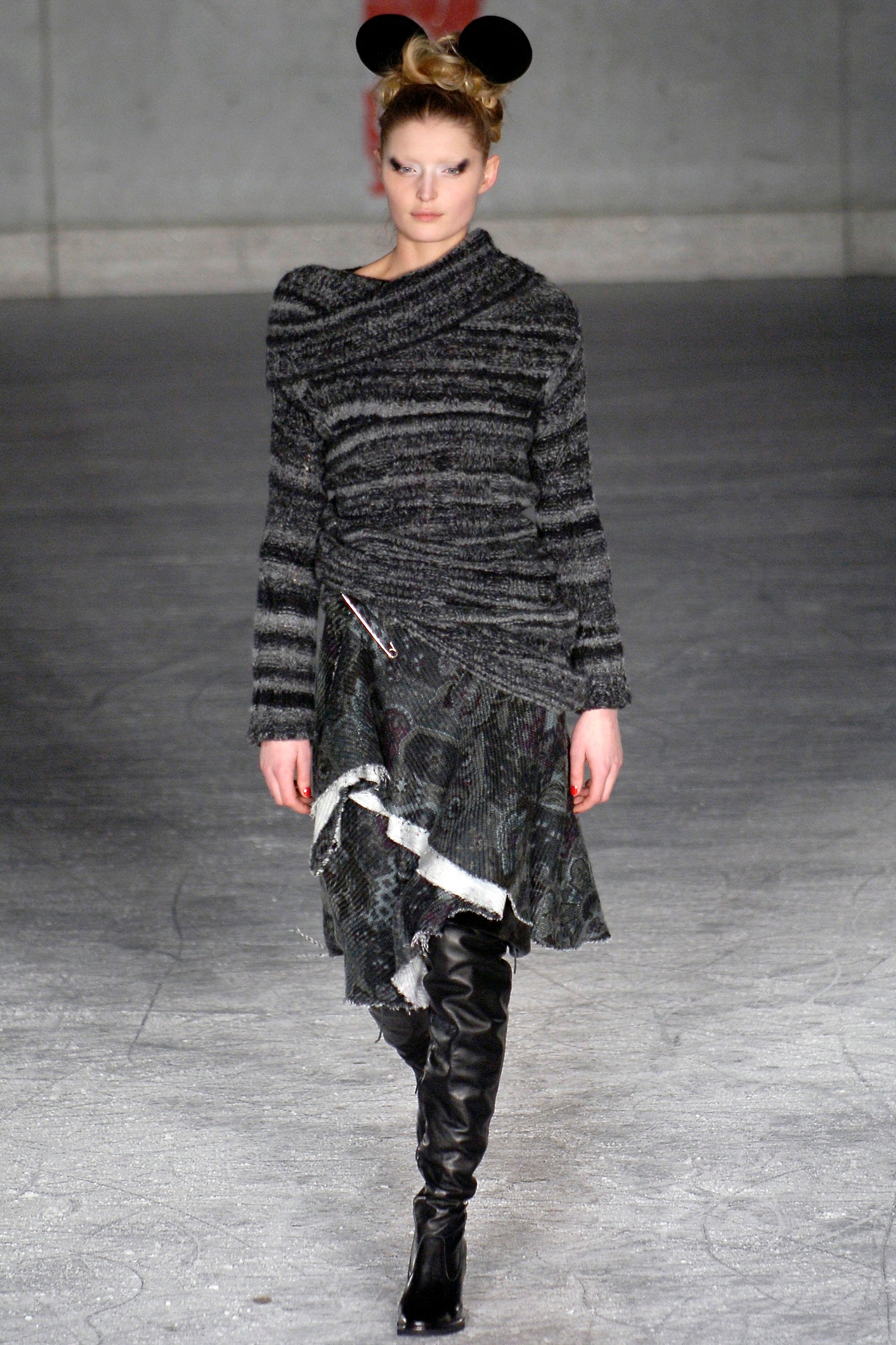 black gray striped top with mini skirt