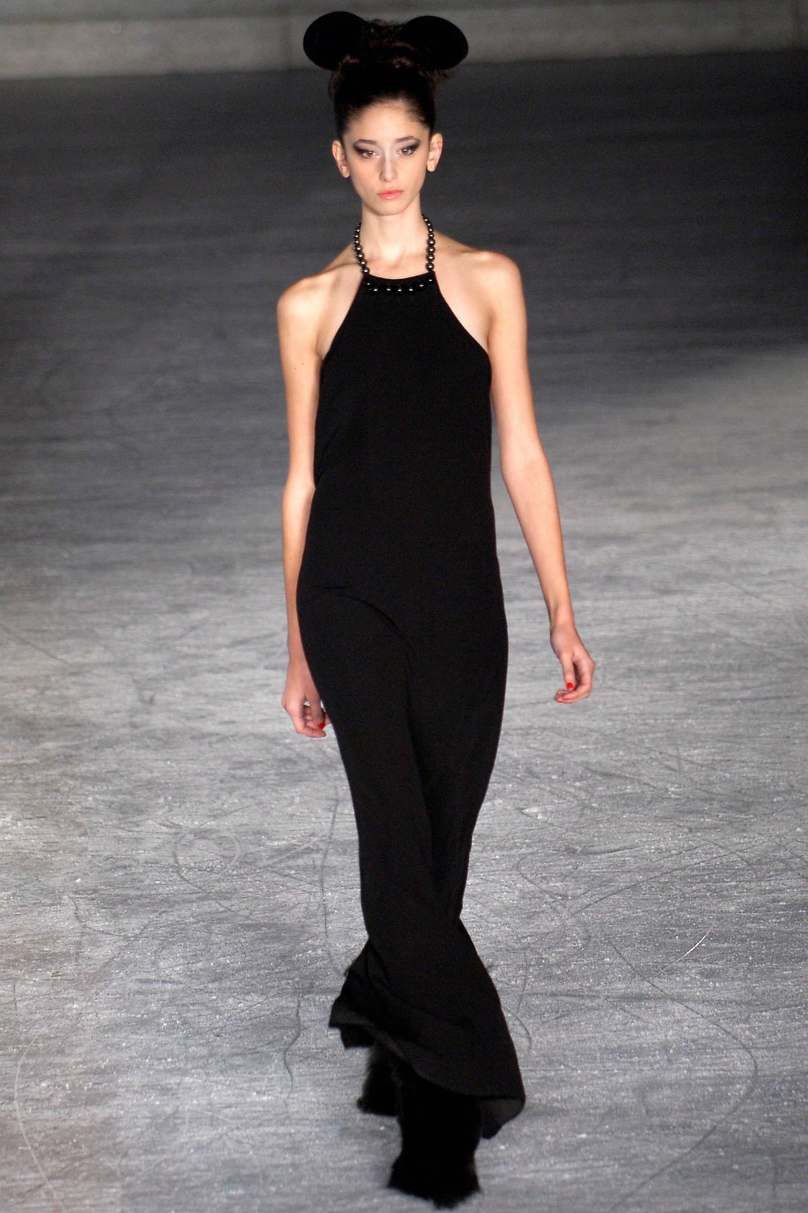 black silk halter gown