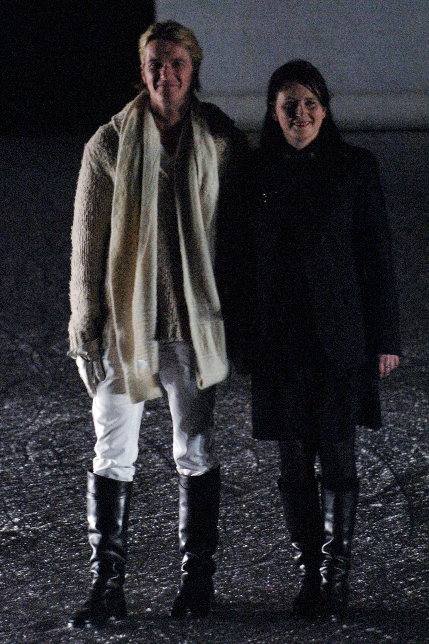 beige wool sweater with white pants