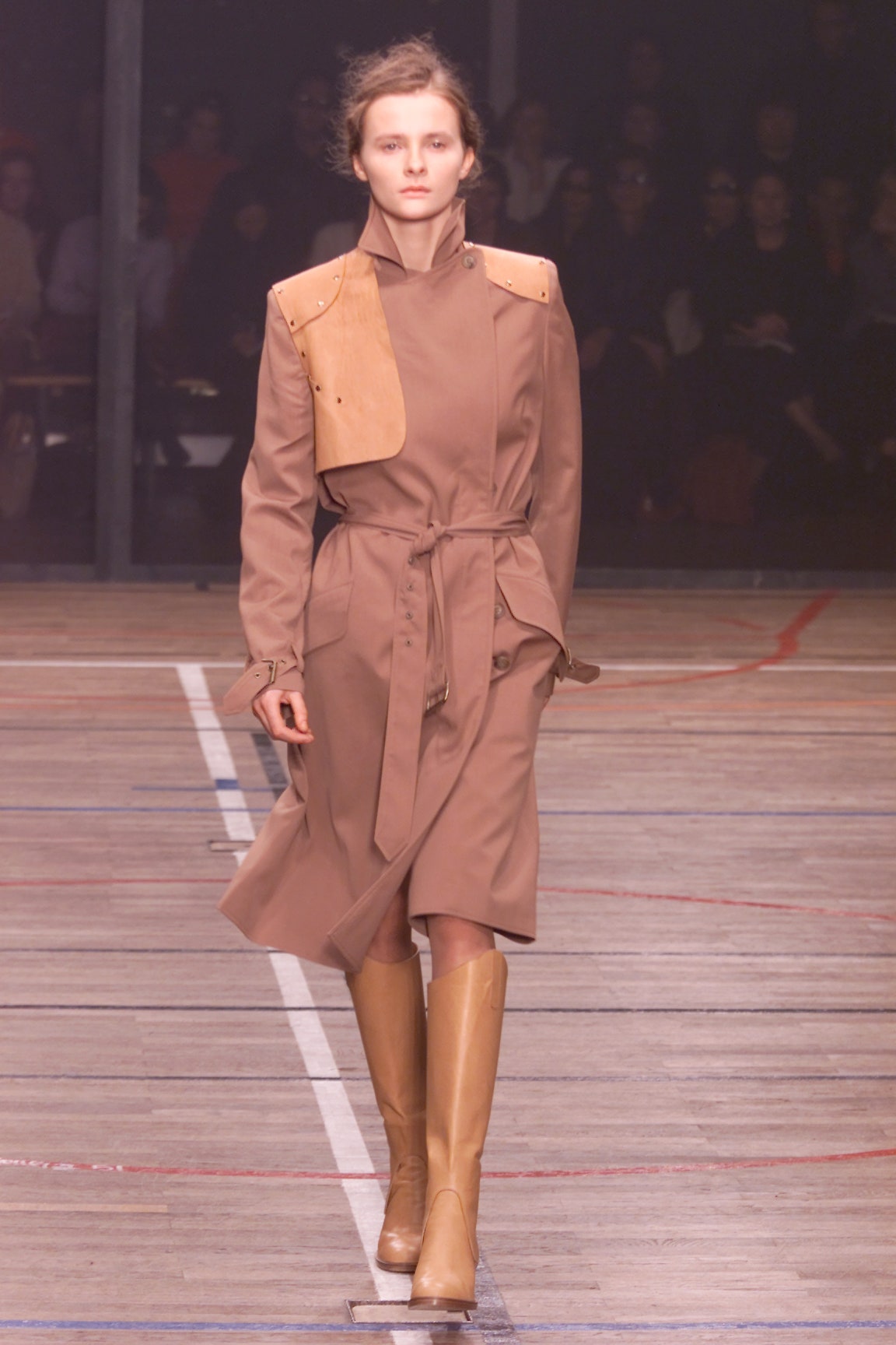 brown cotton belted trench coat