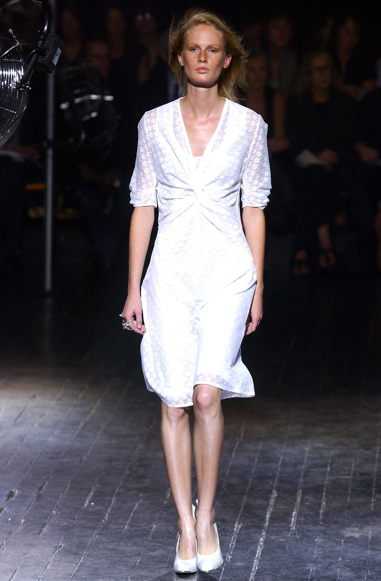 white fitted midi dress