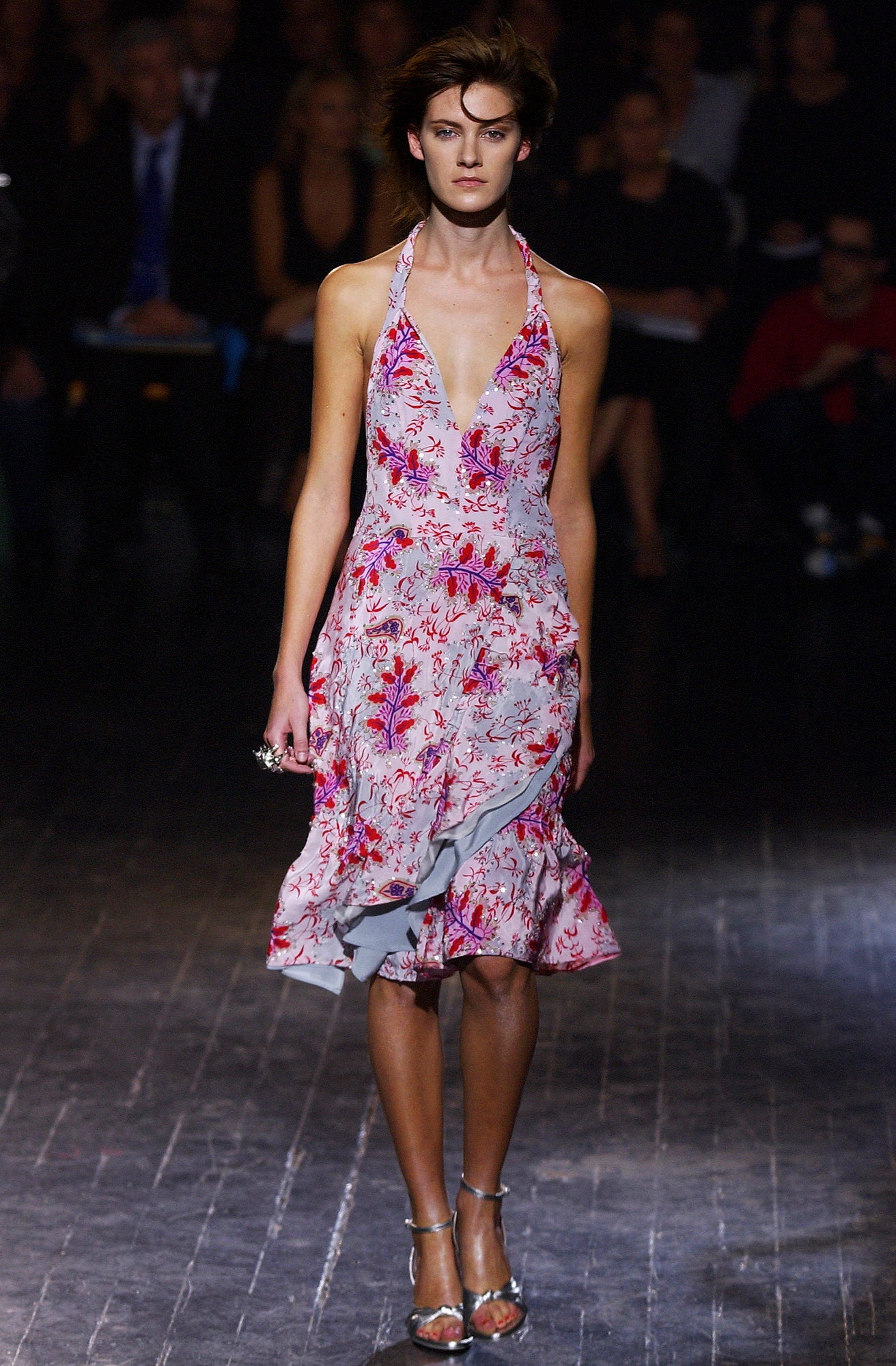 pink floral midi dress