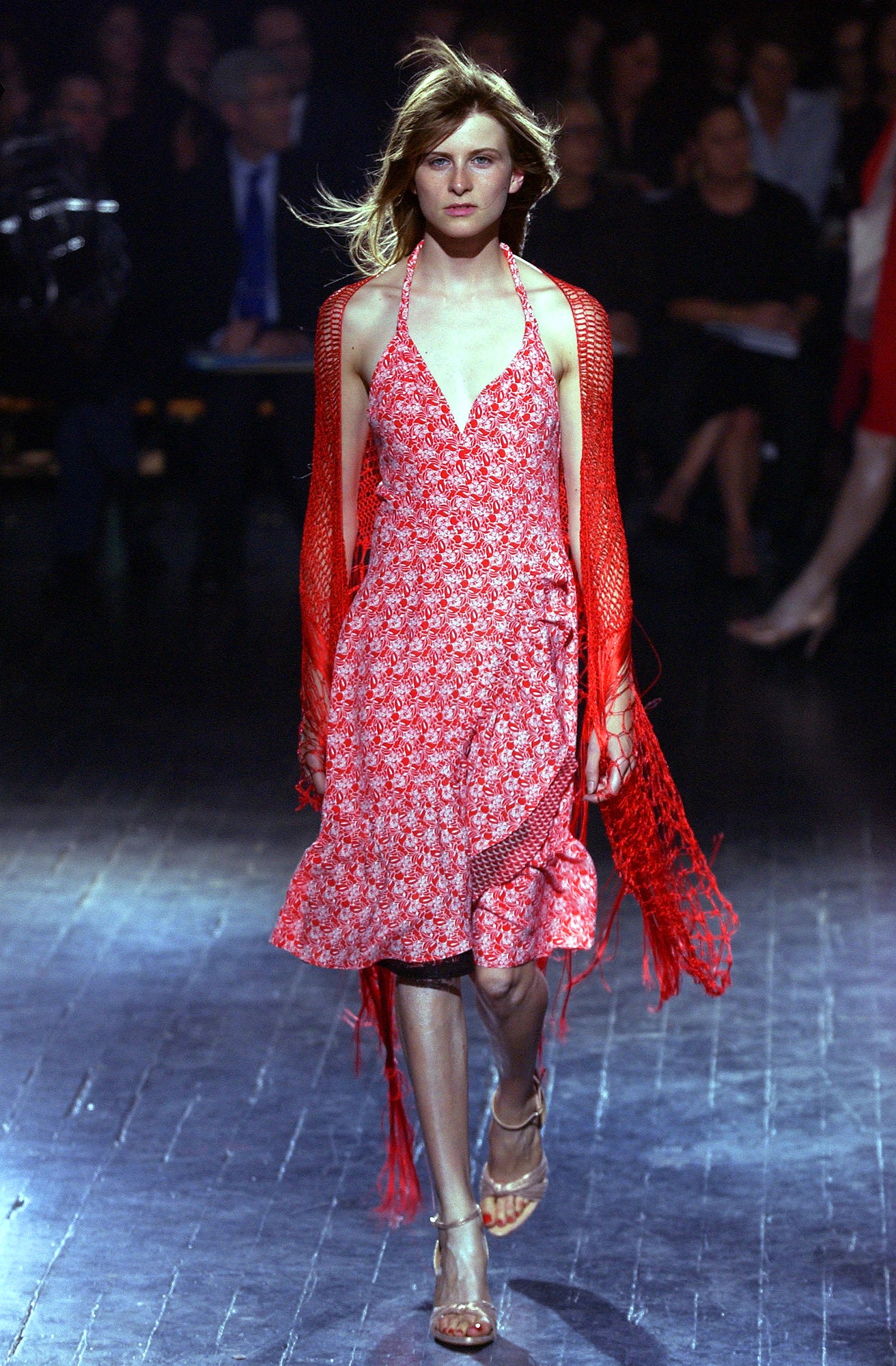 red cotton sleeveless v-neck relaxed floral flared dress