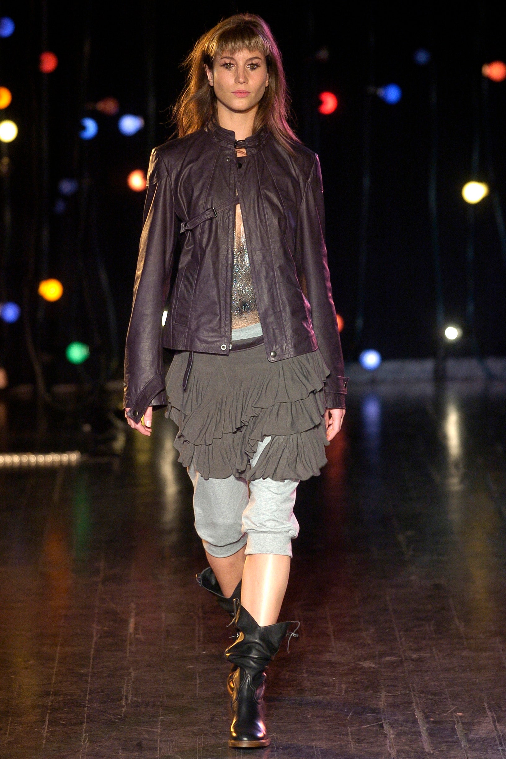 gray cotton asymmetric relaxed ruffled mini skirt