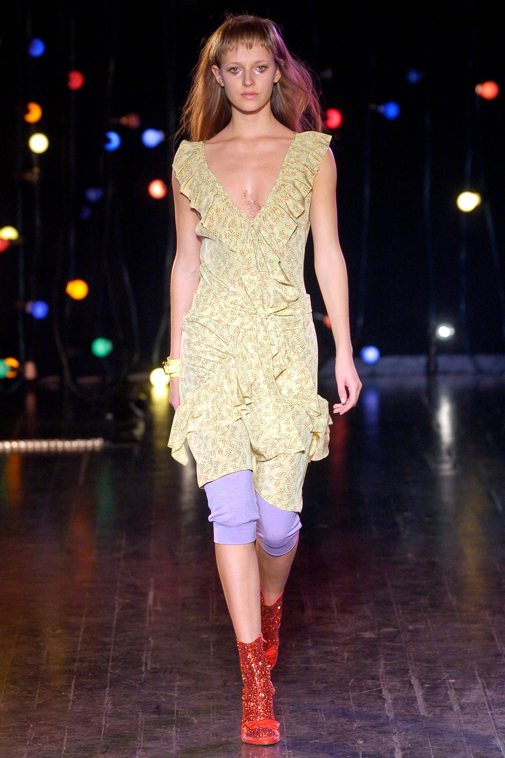 yellow silk sleeveless v-neck fitted ruched draped dress