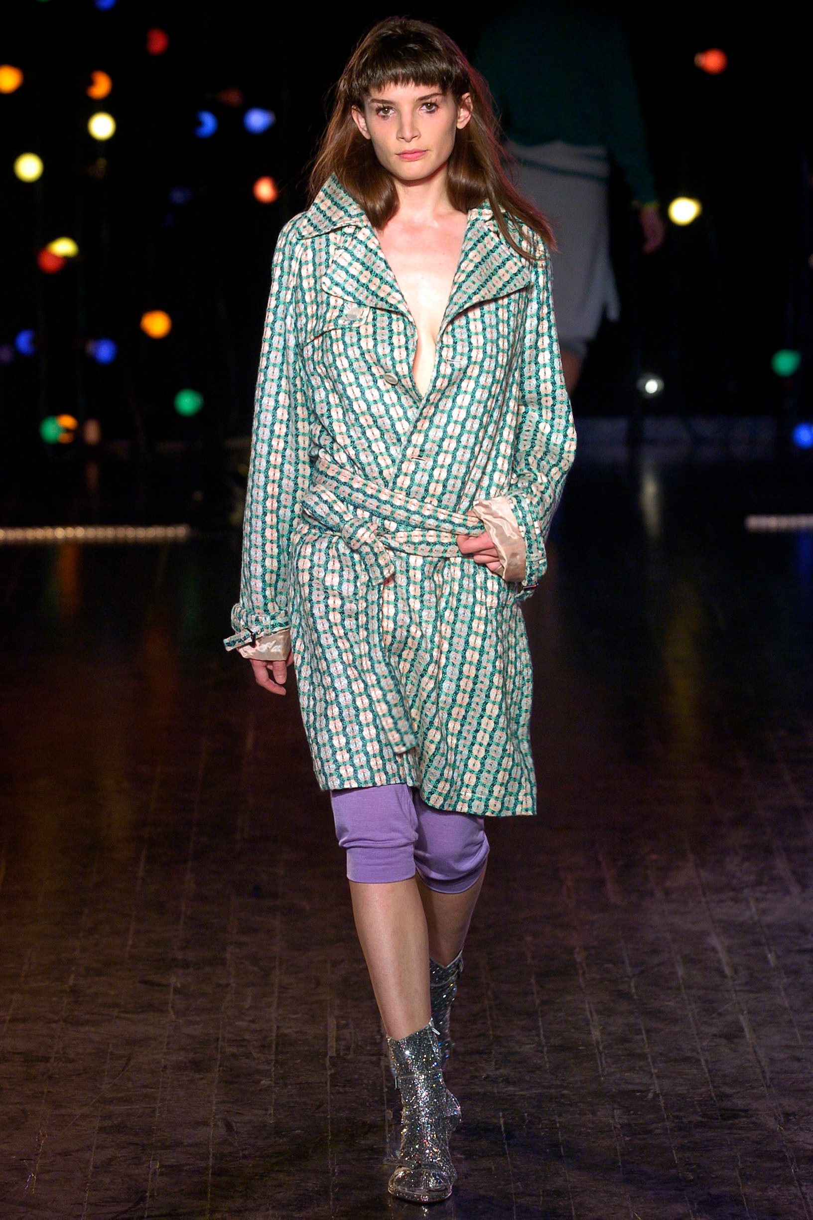green and white checked jacket with shorts