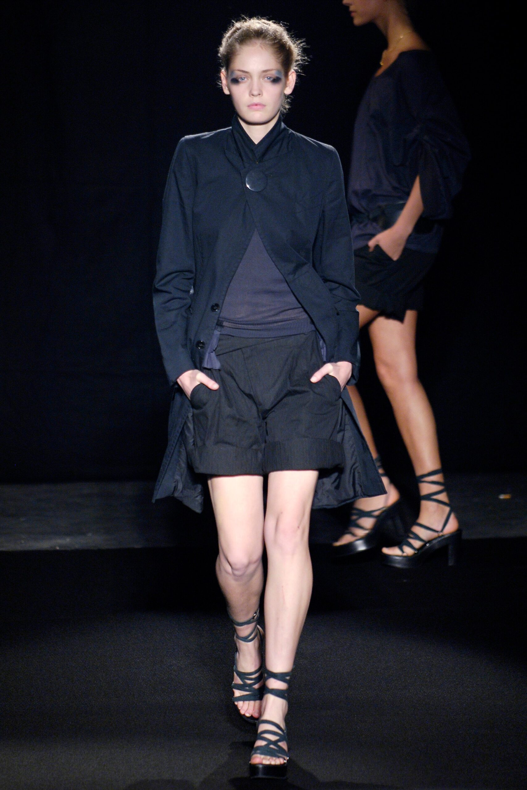 black fitted jacket with shorts