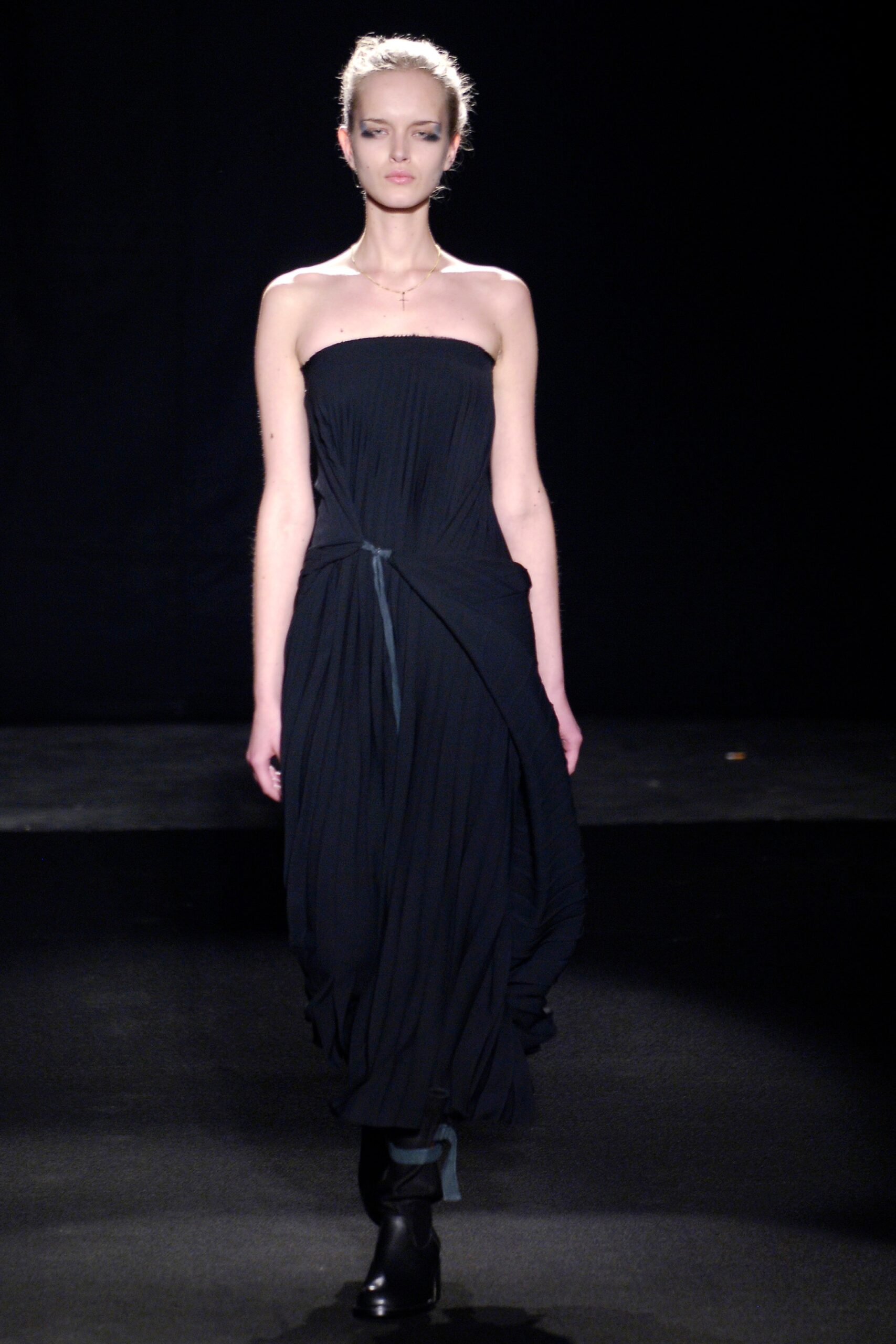 black silk strapless dress
