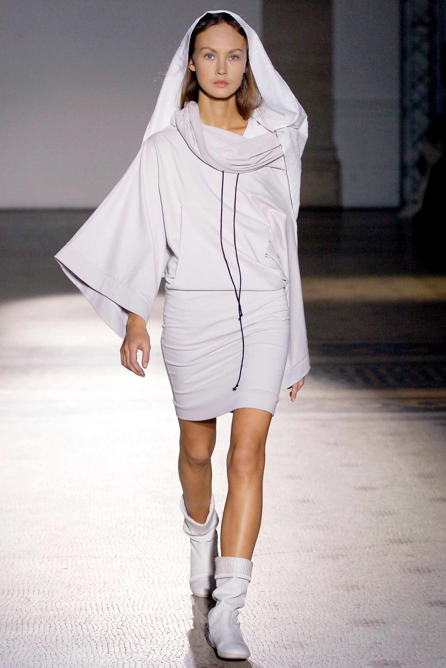 white fitted hooded dress