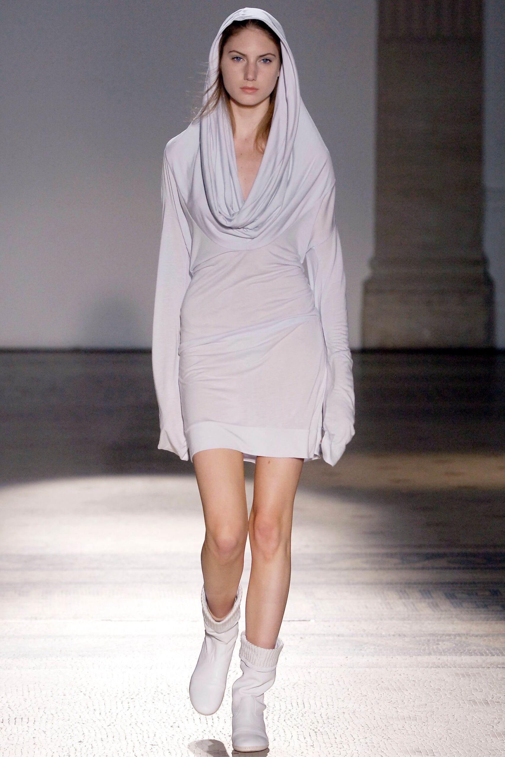 white fitted hooded mini dress