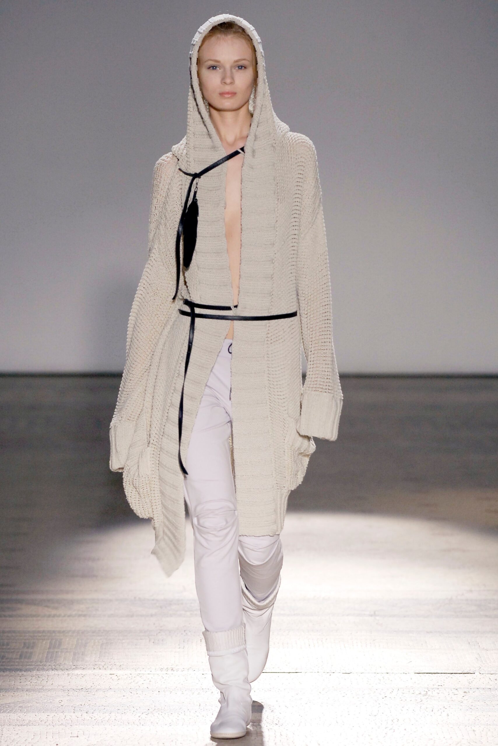 white relaxed cardigan with fitted pants