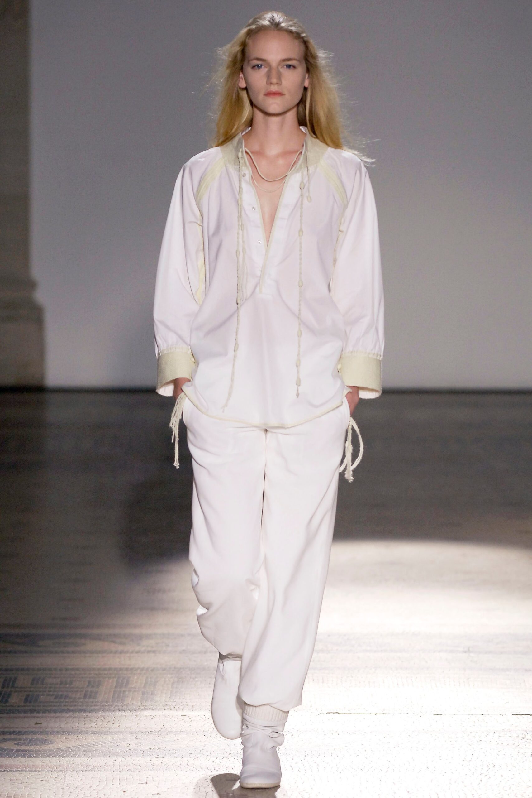 white relaxed shirt and pants