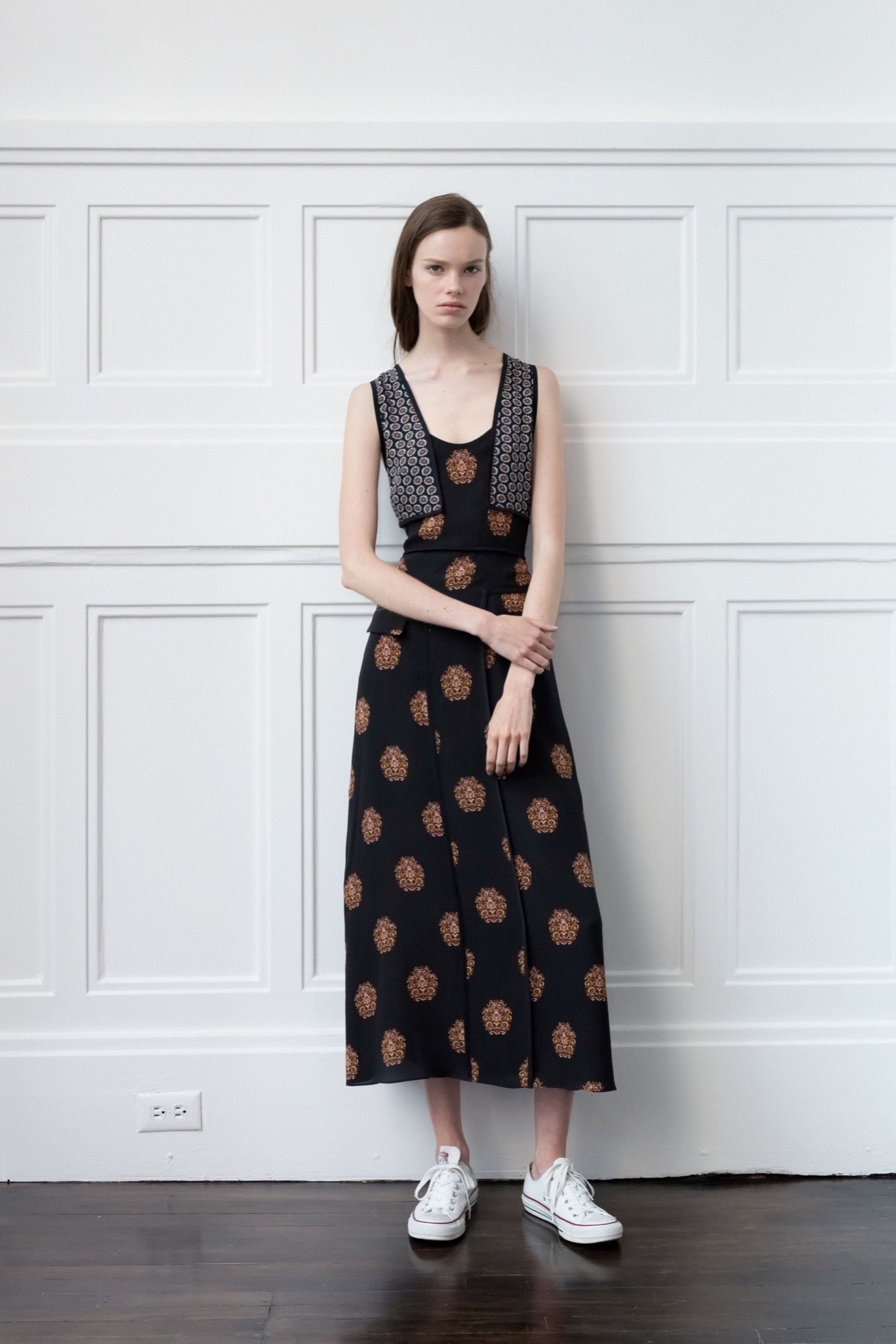 black printed midi dress