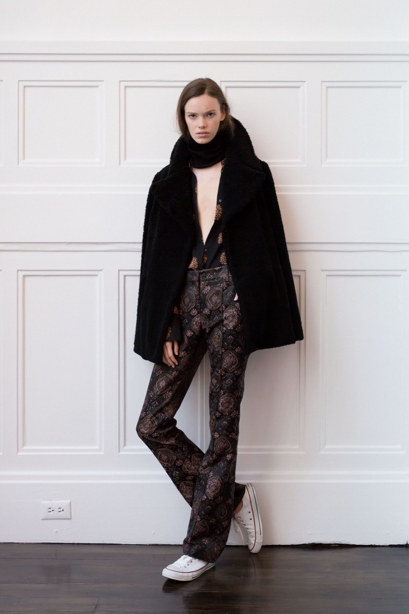 multi silk fitted flared pants
