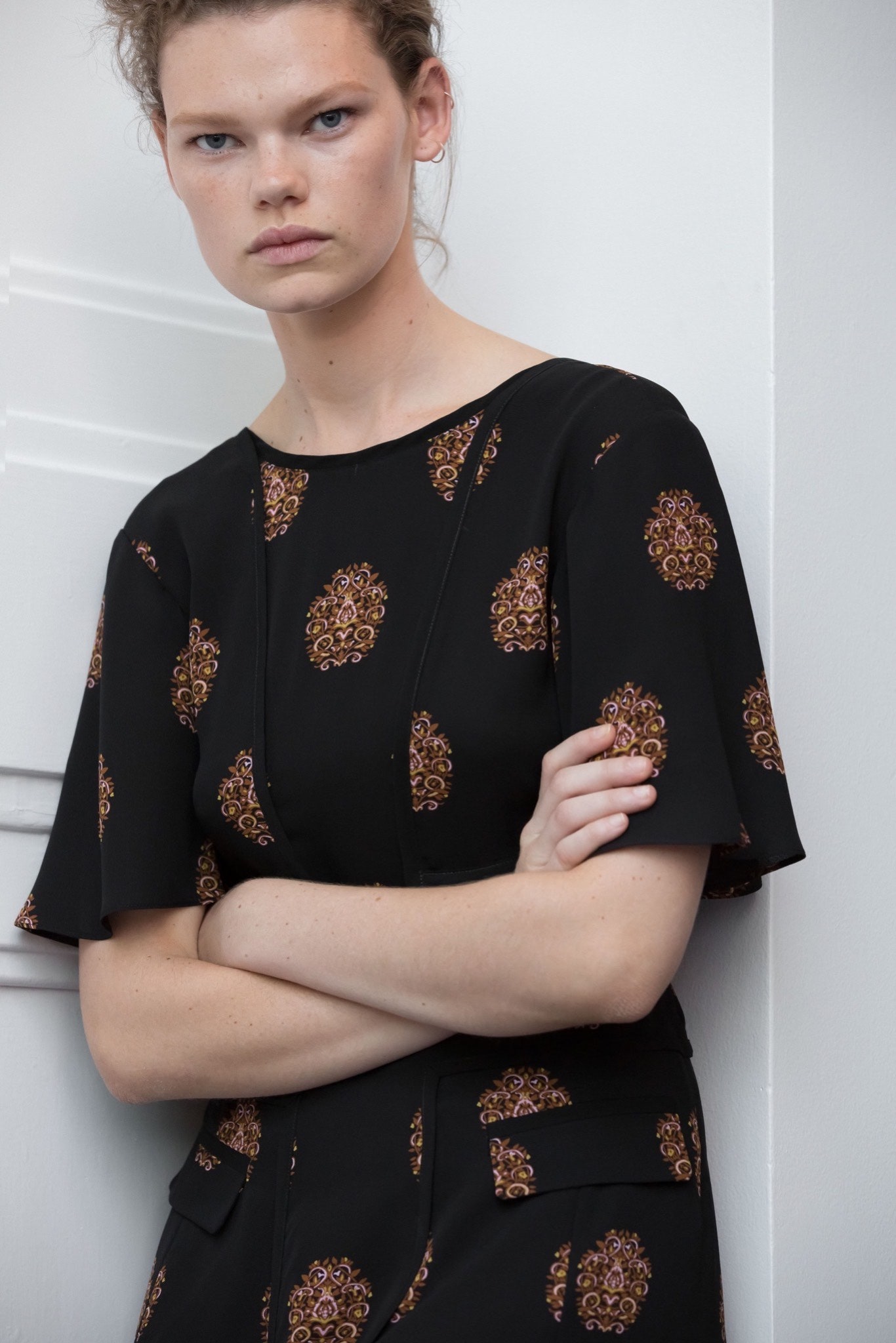 black printed midi dress