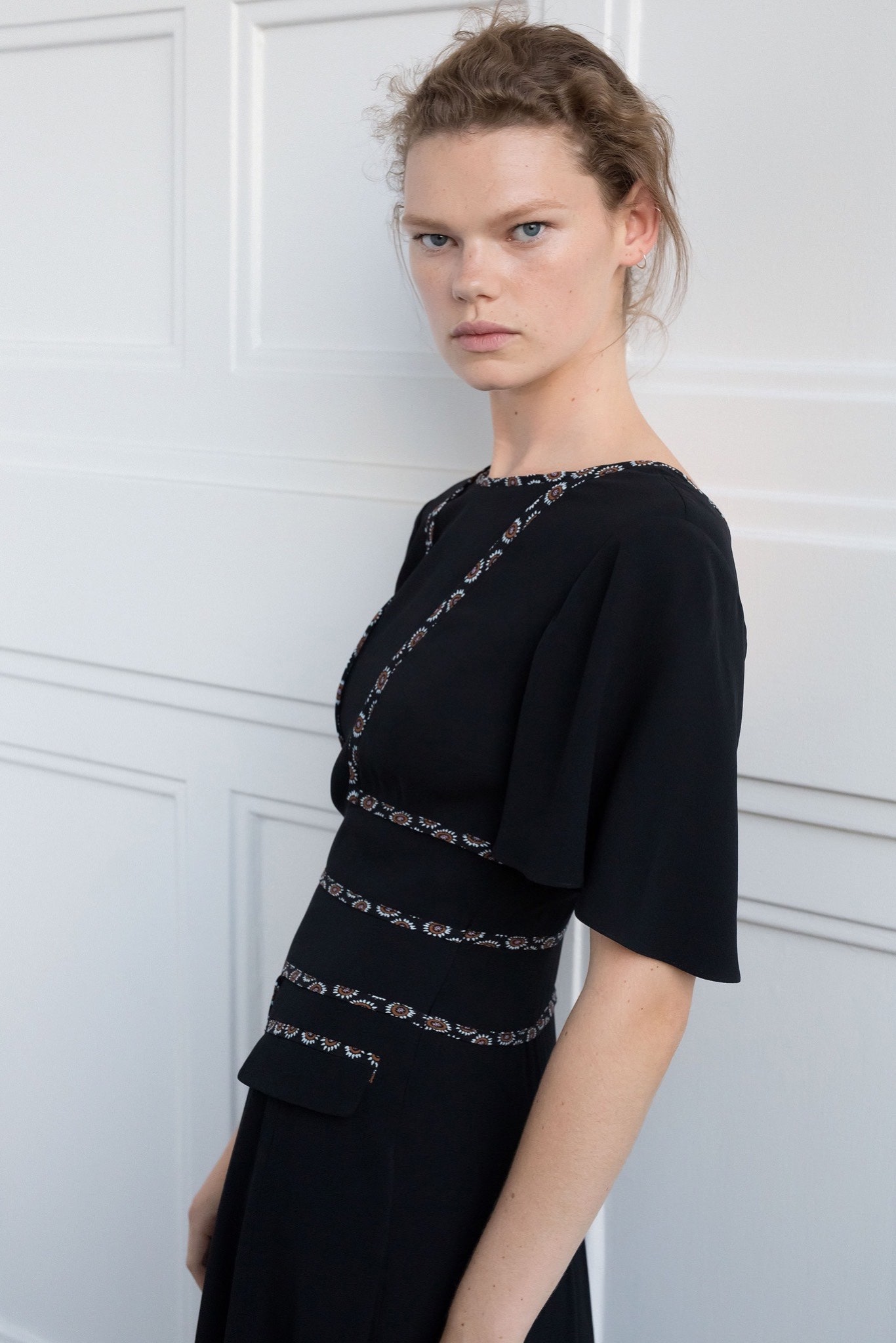 black silk fitted dress
