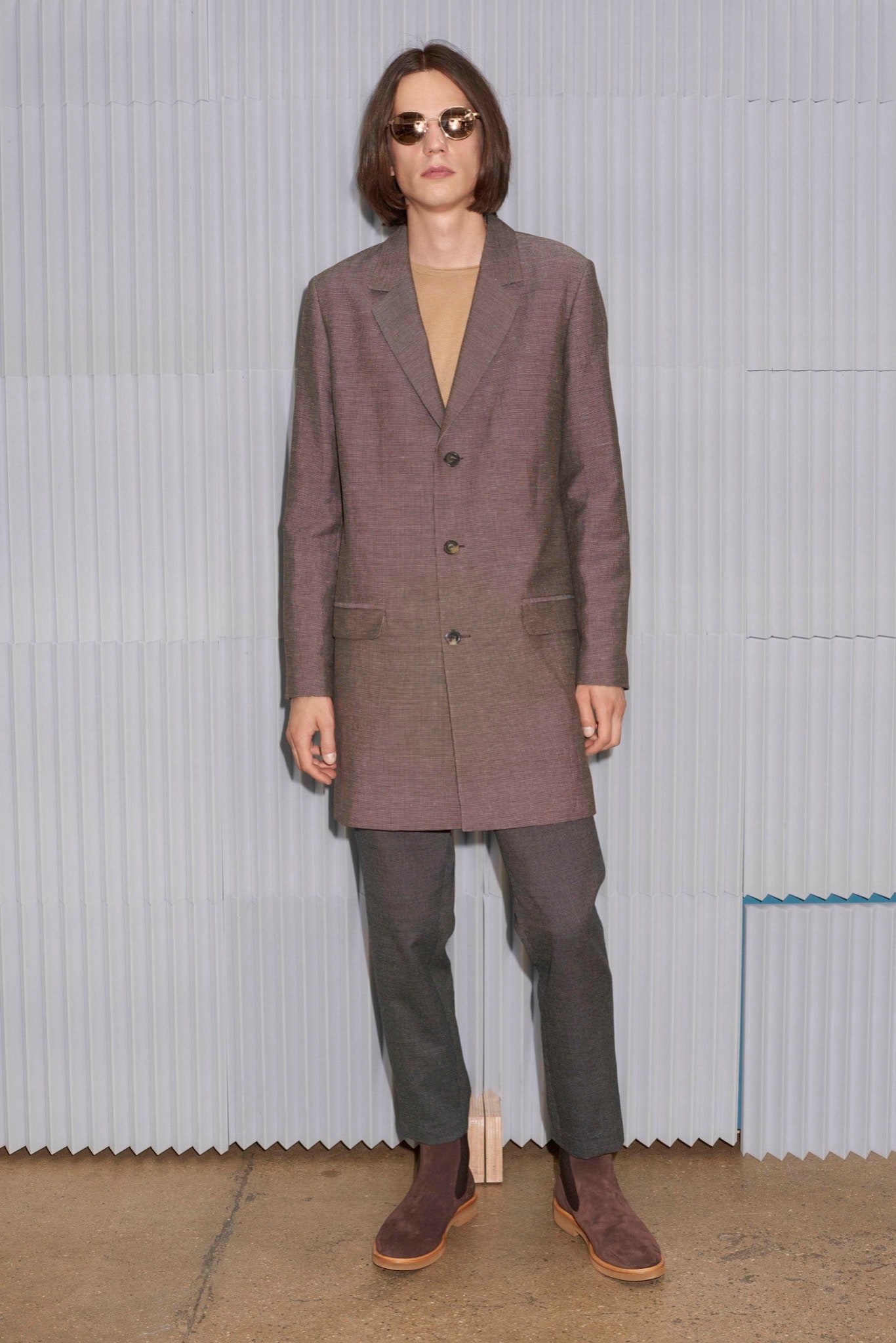 gray tailored blazer with pants