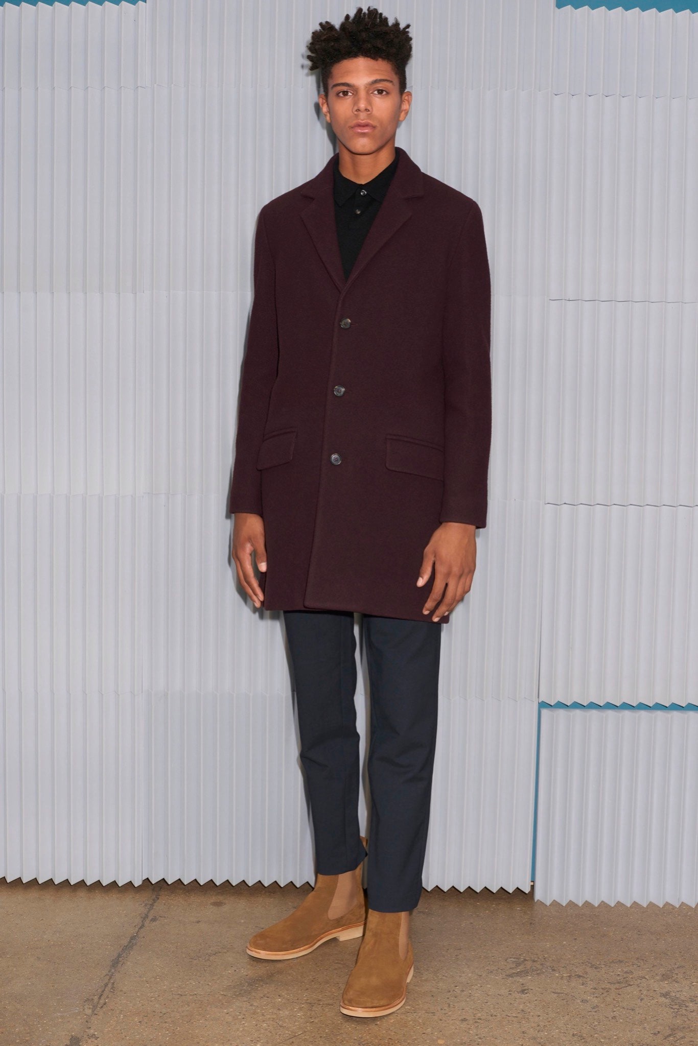 maroon wool tailored coat