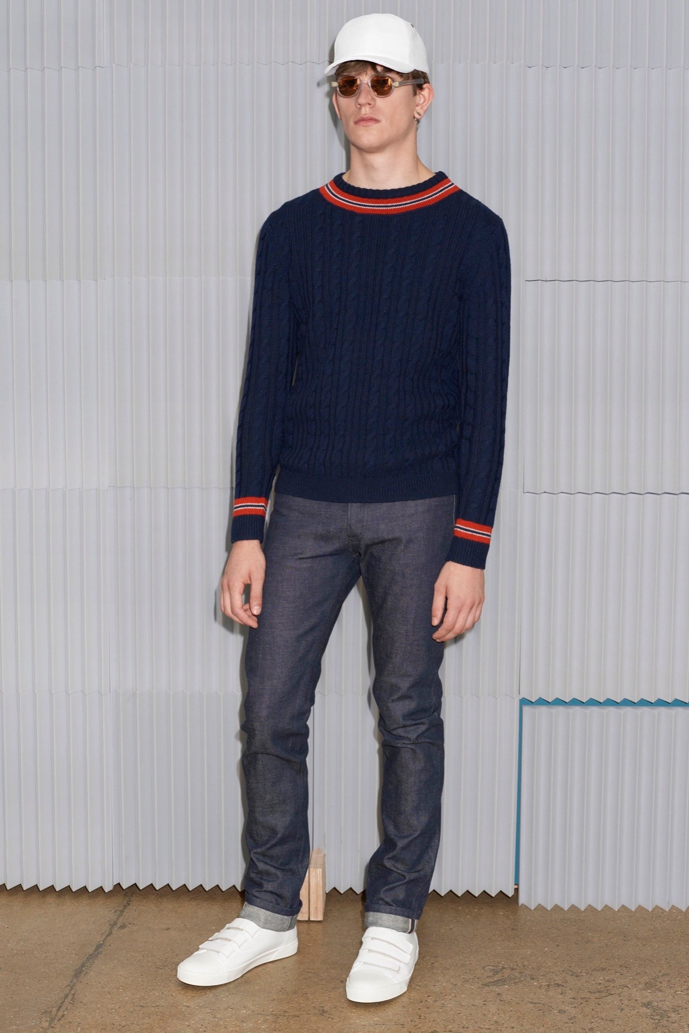 navy sweater with jeans