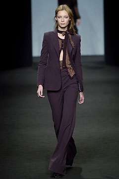 purple cotton long-sleeve collared tailored flared suit