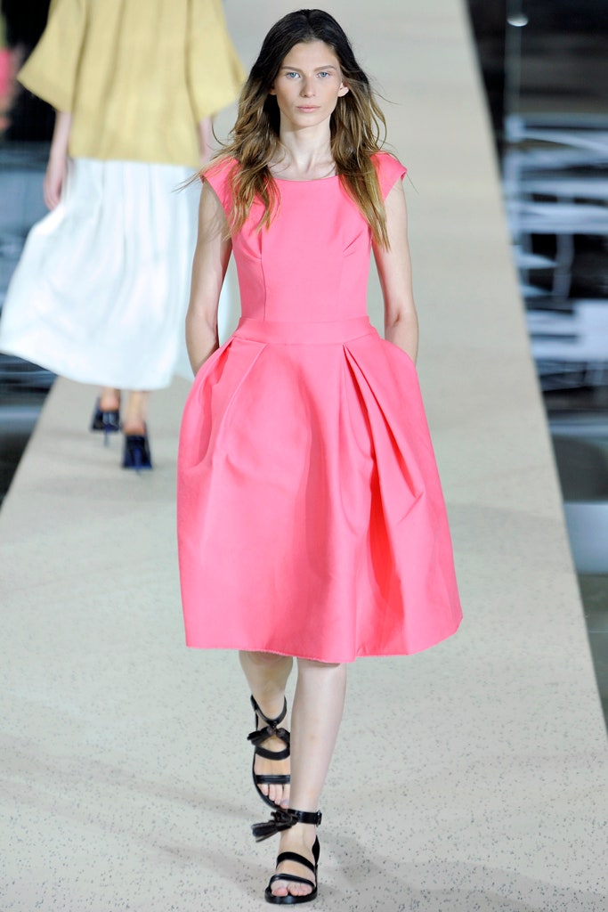fitted pink pleated dress
