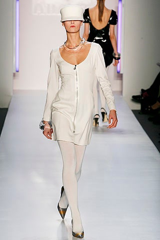 white fitted dress with zippered detail