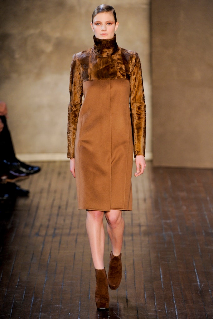 brown wool midi dress