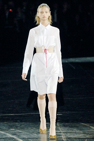 white shirt-dress with corset