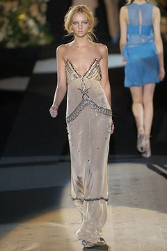 beige silk sleeveless gown