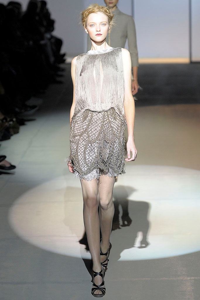 silver fringed sleeveless dress
