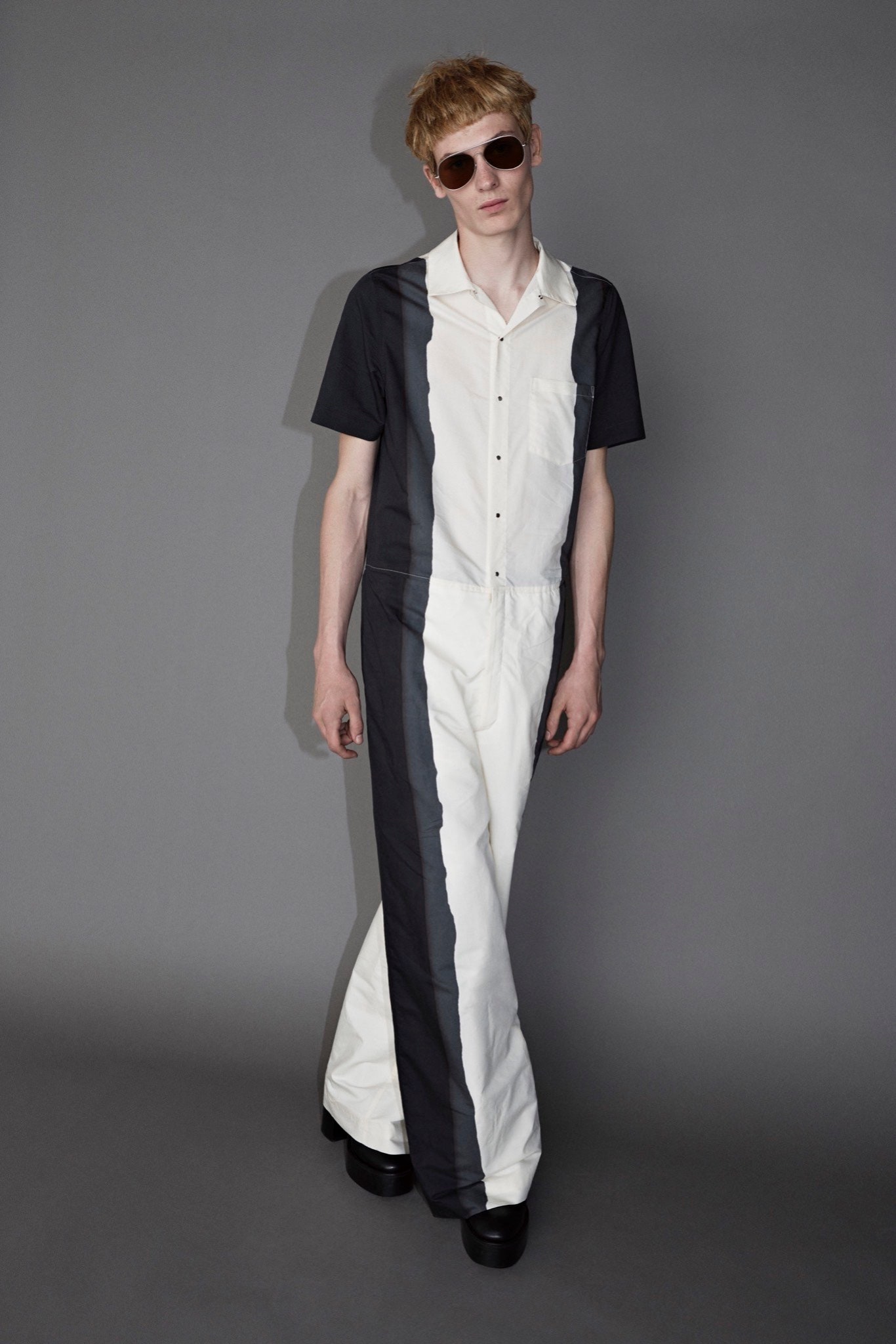black and white color-blocked jumpsuit