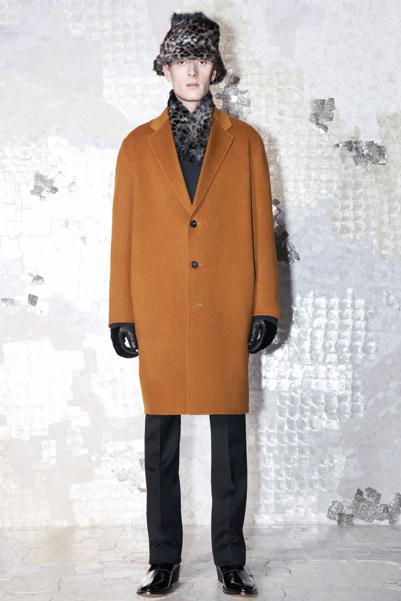 orange wool tailored coat
