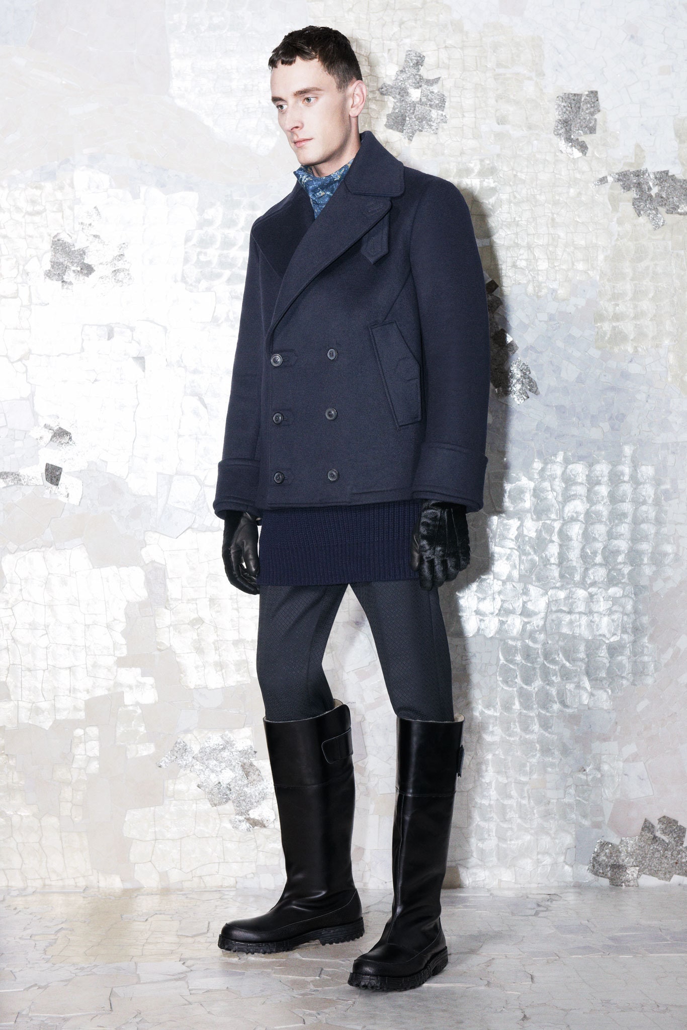 navy wool coat with fitted top