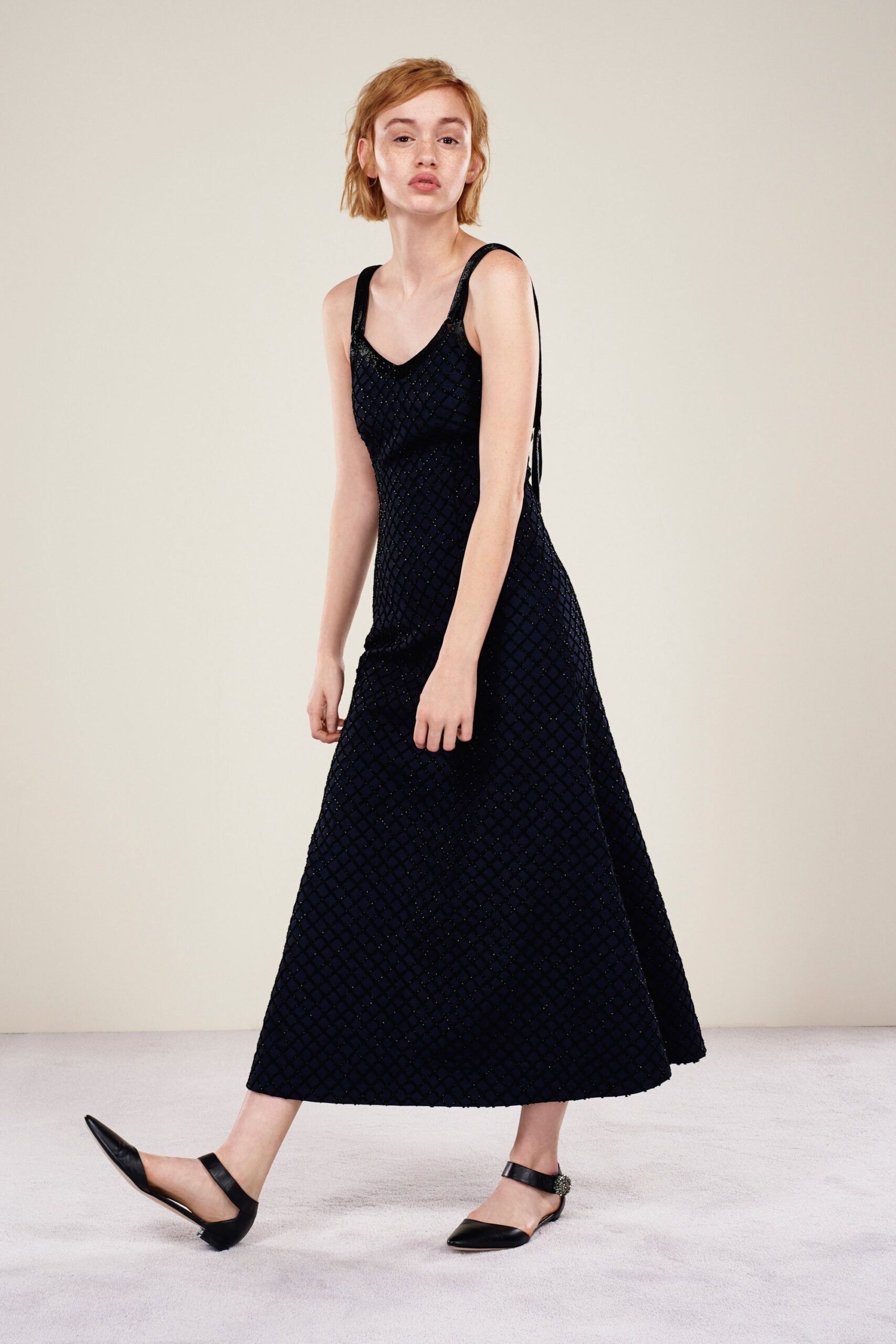 black silk sleeveless dress